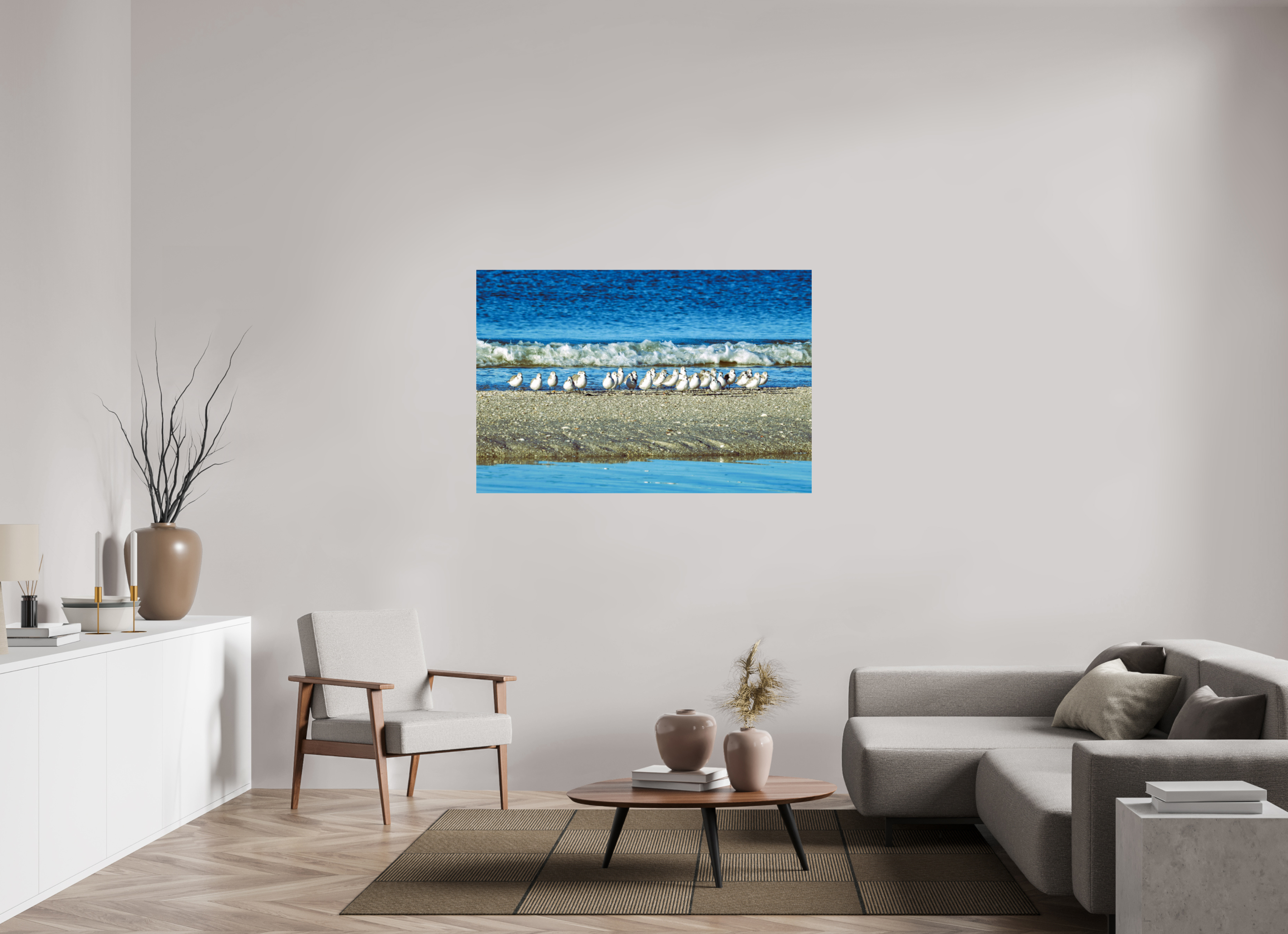54 x 36″, Photo Print On Fuji Crystal DP II Sanderlings on Standby