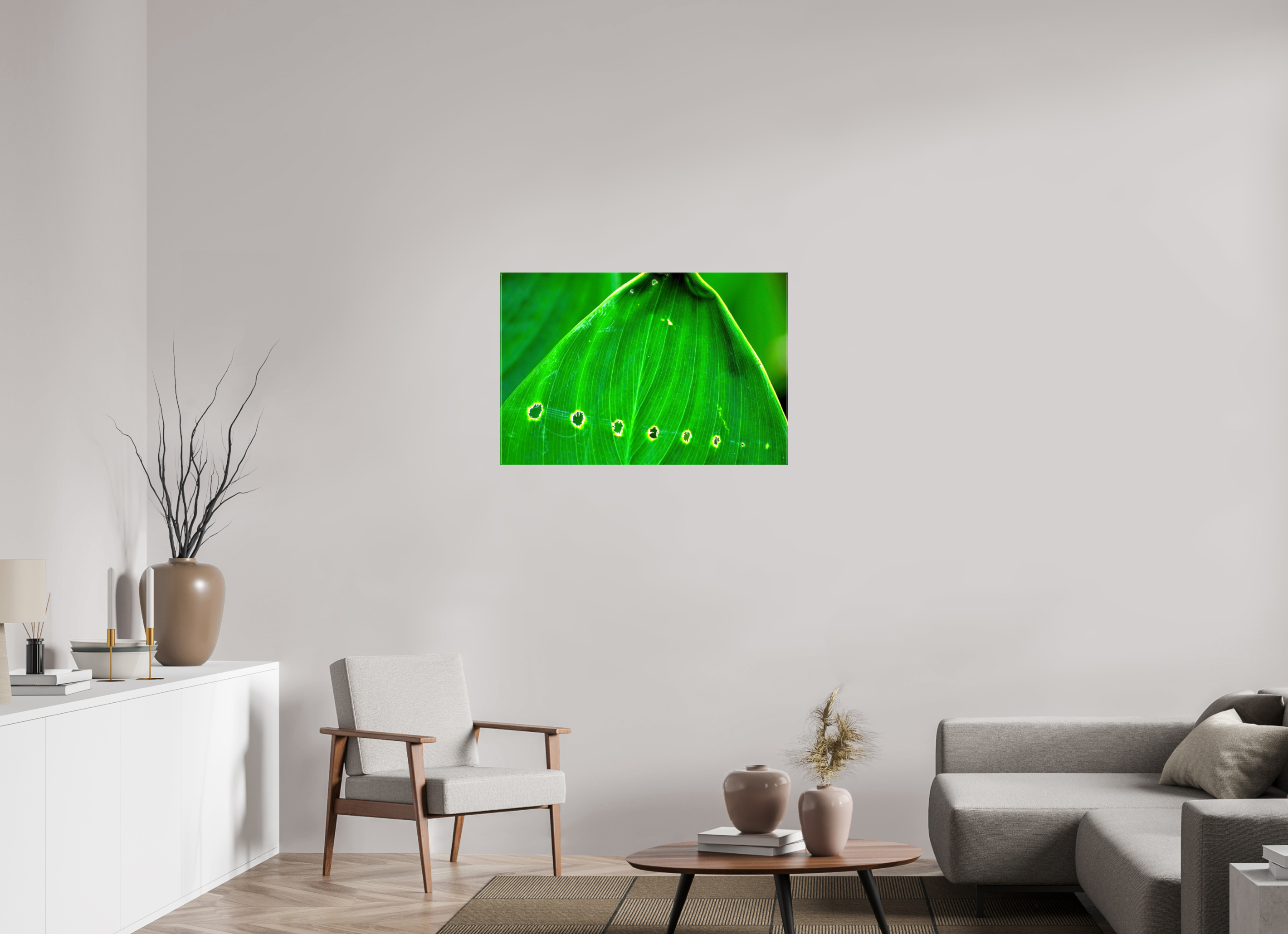 36 x 24″, Glossy Canvas on Stretcher Frame, 1,57" Wrapped Linear Progression in Green