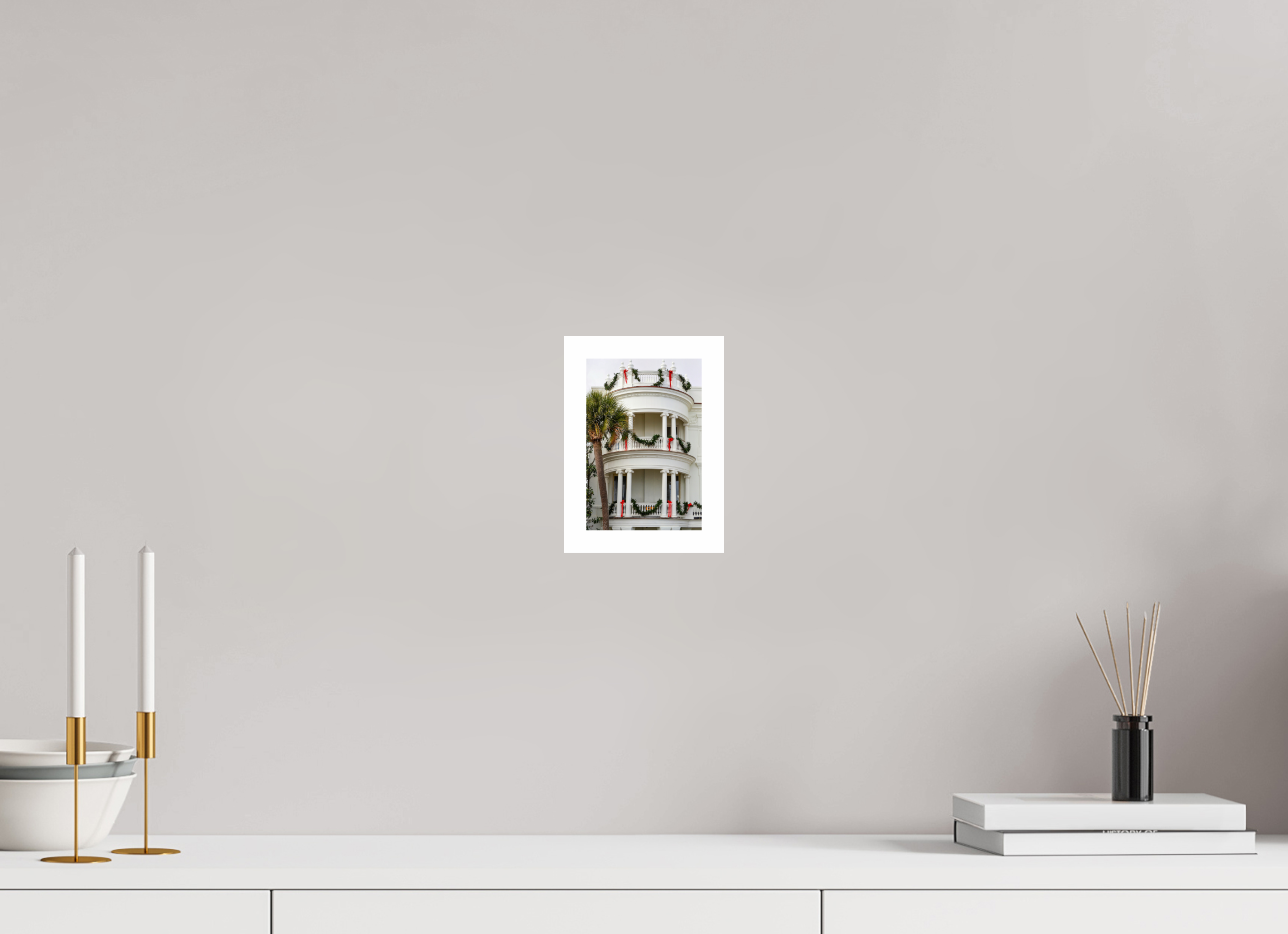 4 x 6″, Hahnemühle FineArt Pearl Print, .79" white border Christmas on the Battery: Porcher-Simonds House