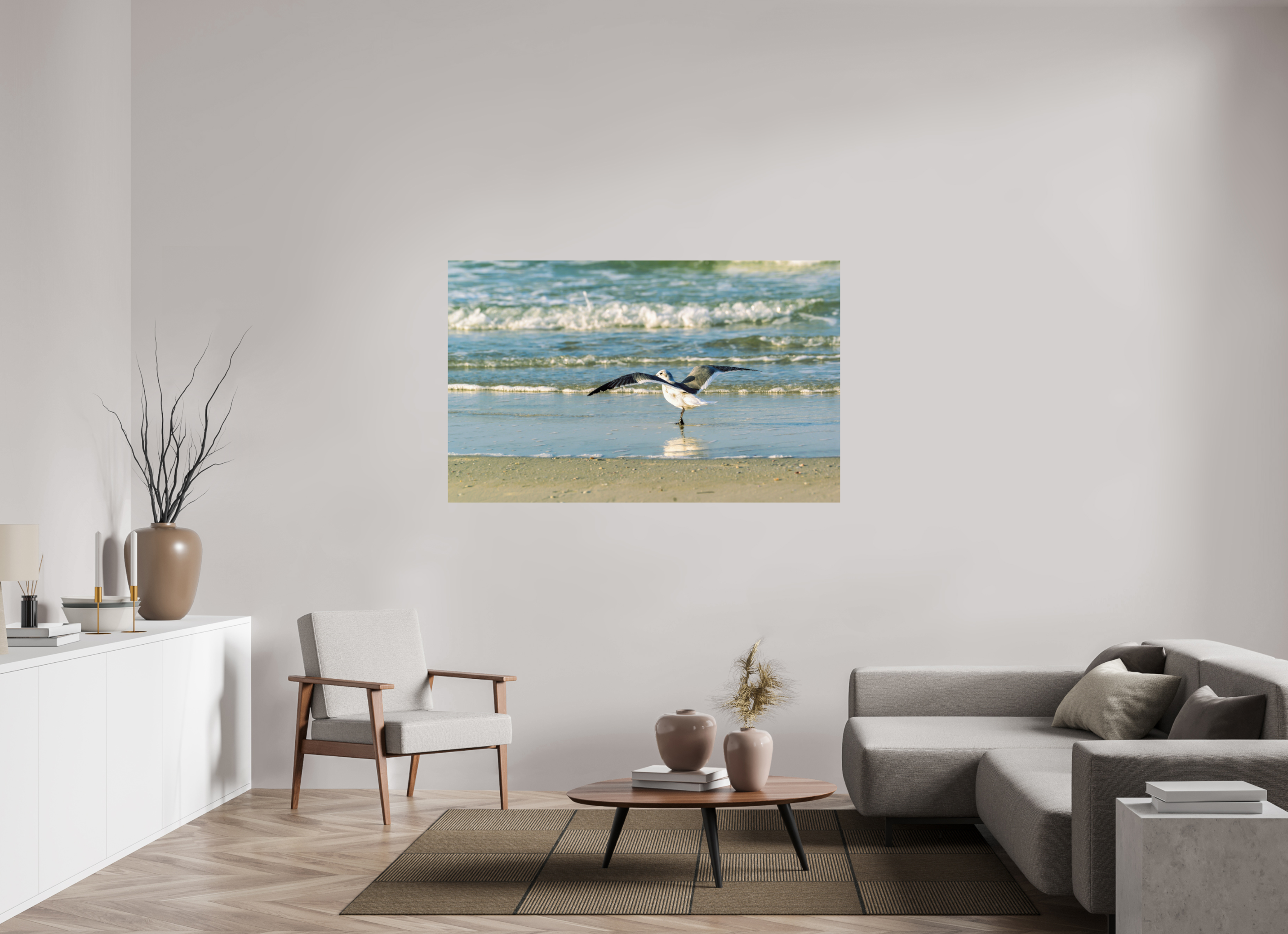 63.2 x 39″, Photo Print On Fuji Crystal DP II Laughing Gull in Motion