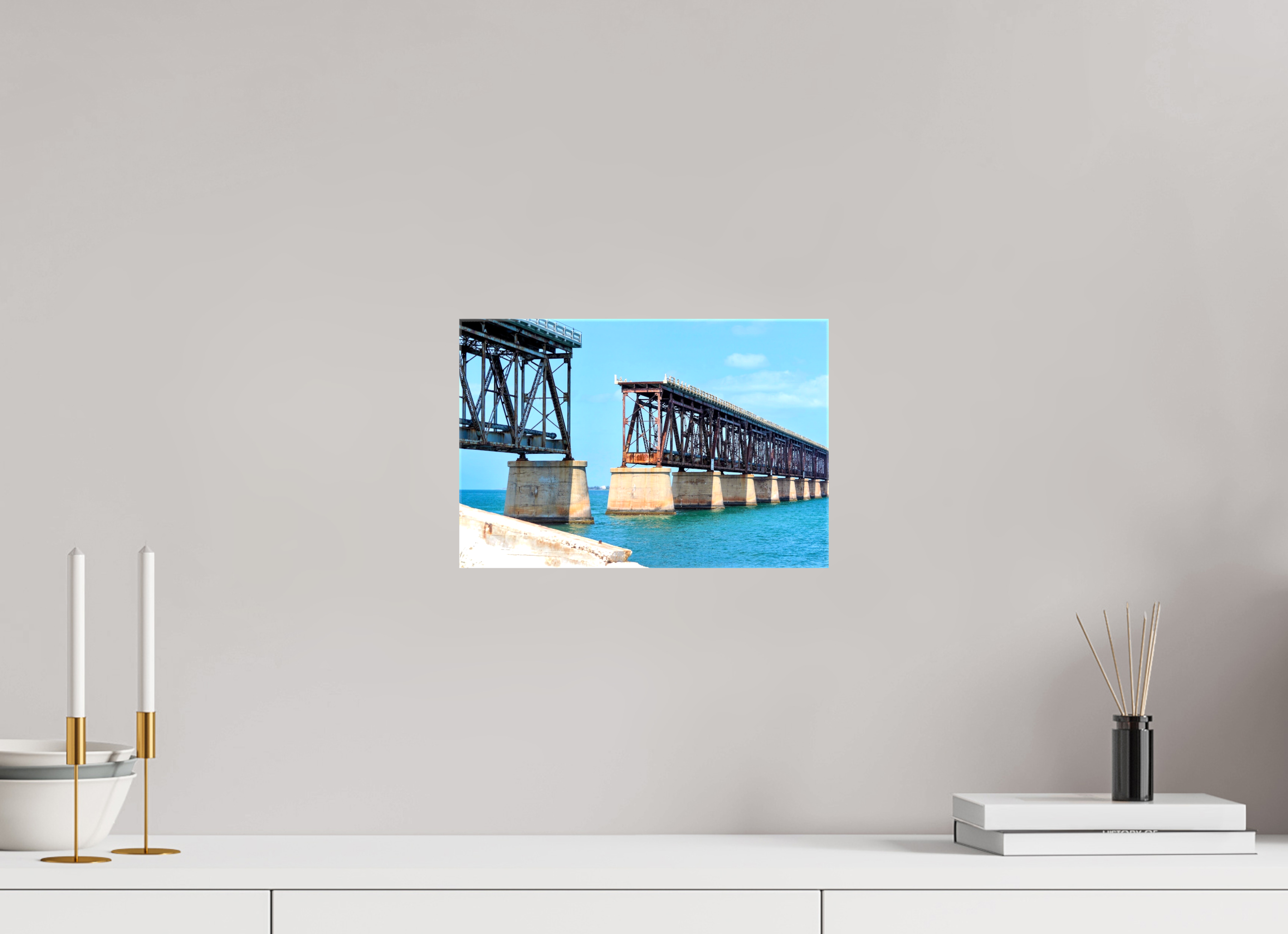 12 x 8″, Glossy Canvas on Stretcher Frame, 1,57" Wrapped Old Bahia Honda Bridge