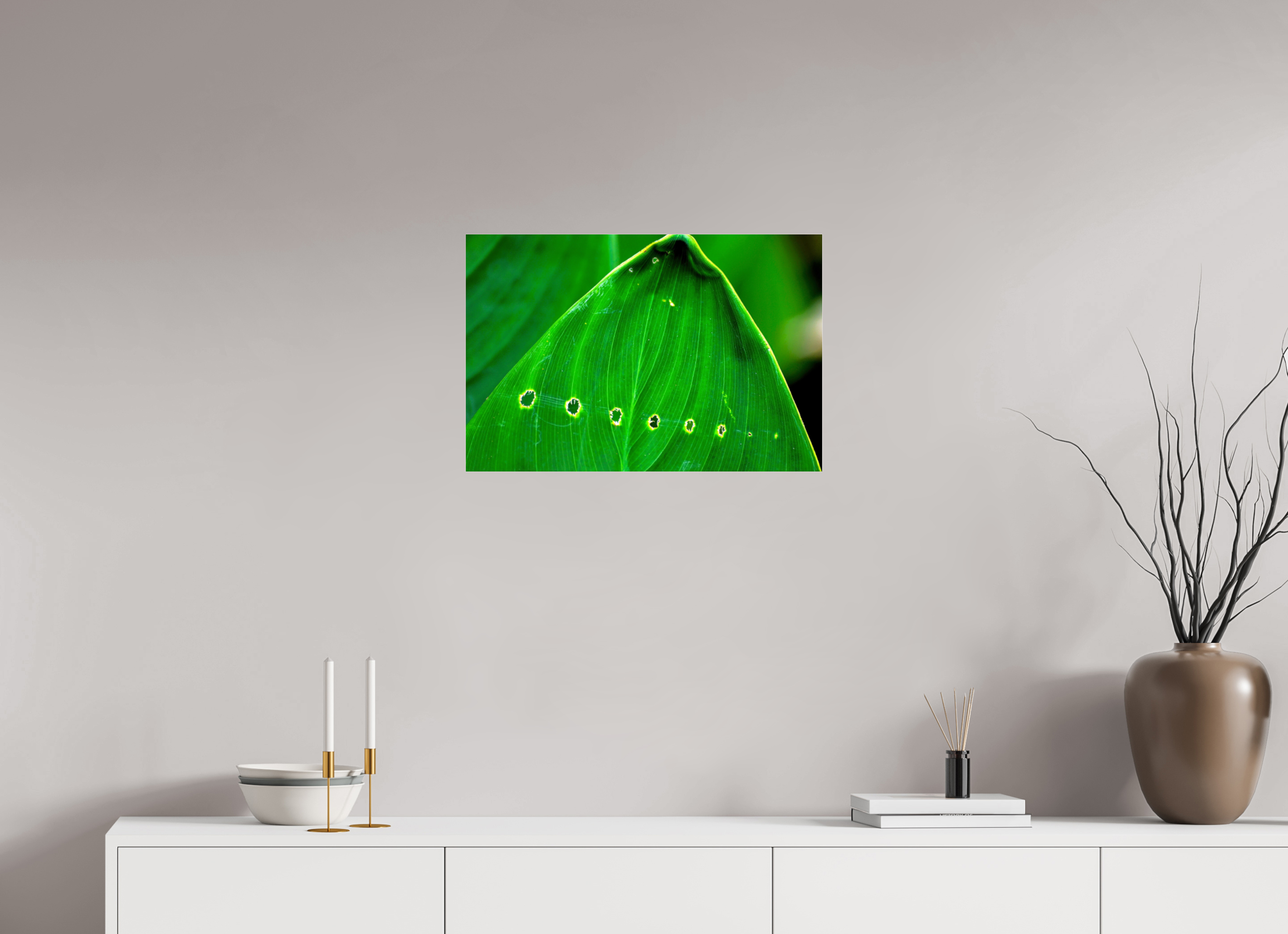 24 x 16″, Metallic Photo Print Under Acrylic Glass Linear Progression in Green