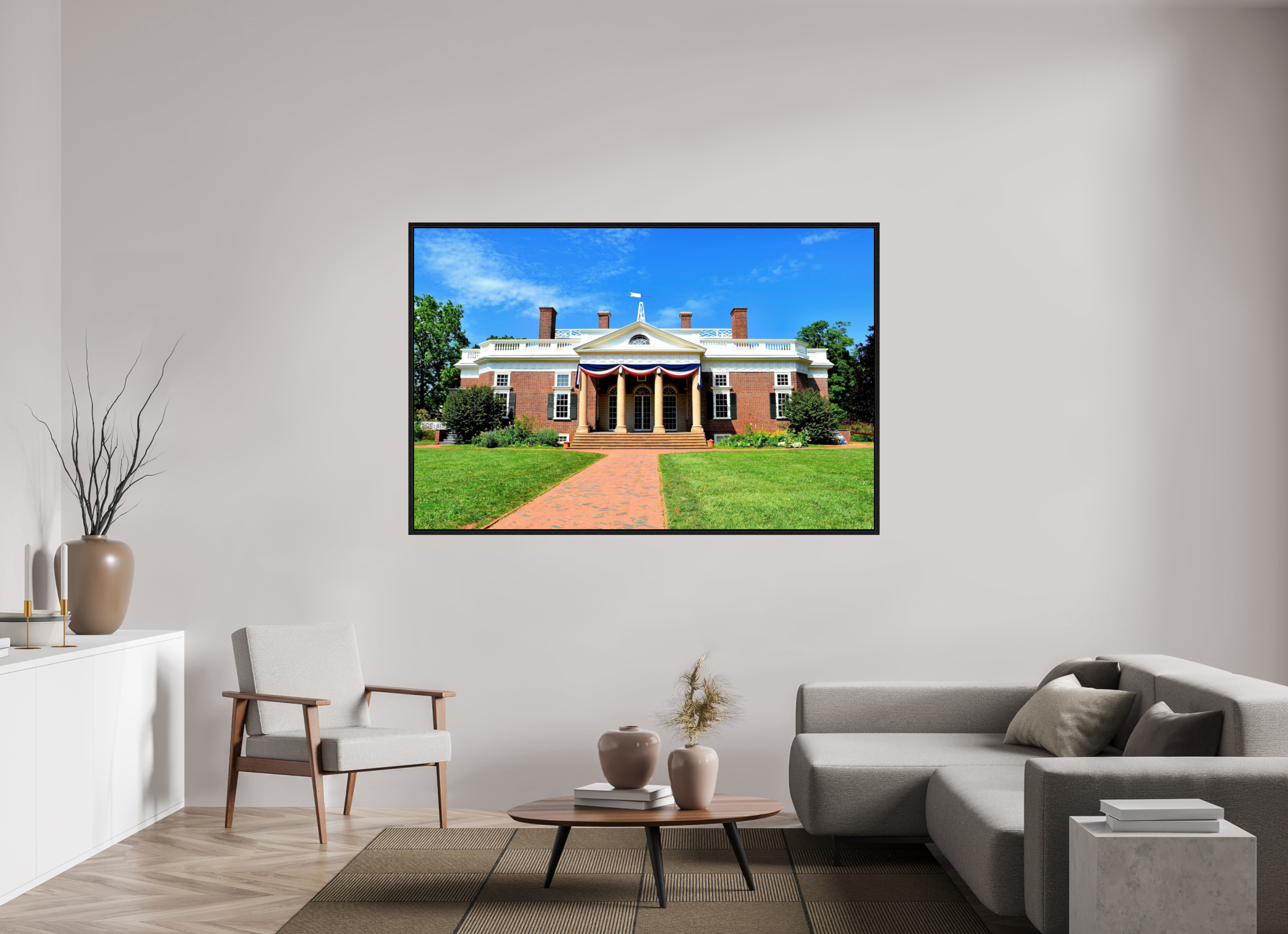 71.8 x 47″, Floater Frame Jefferson’s Masterpiece: Monticello at Midday