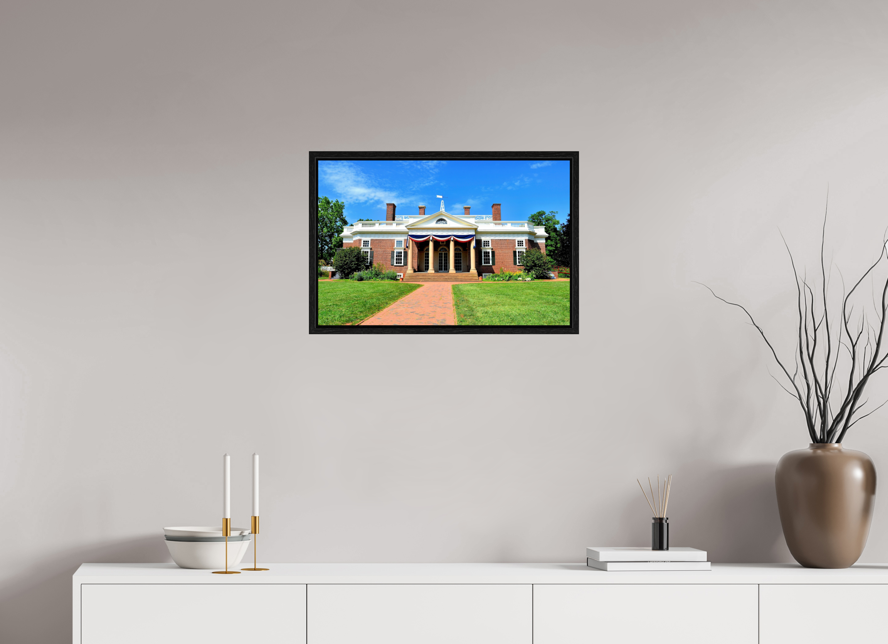 24.4 x 16″, Floater Frame Jefferson’s Masterpiece: Monticello at Midday