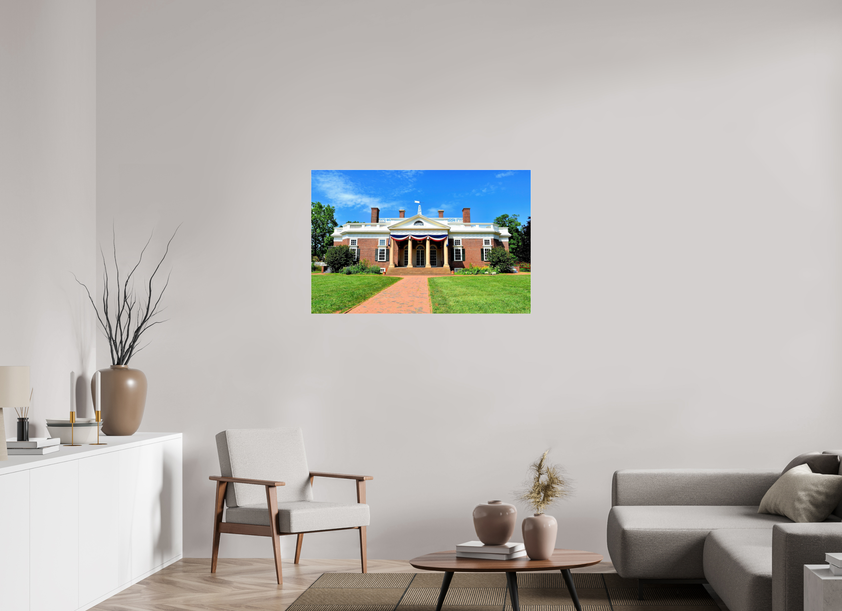 42.8 x 28″, Photo Print Under Acrylic Glass Jefferson’s Masterpiece: Monticello at Midday