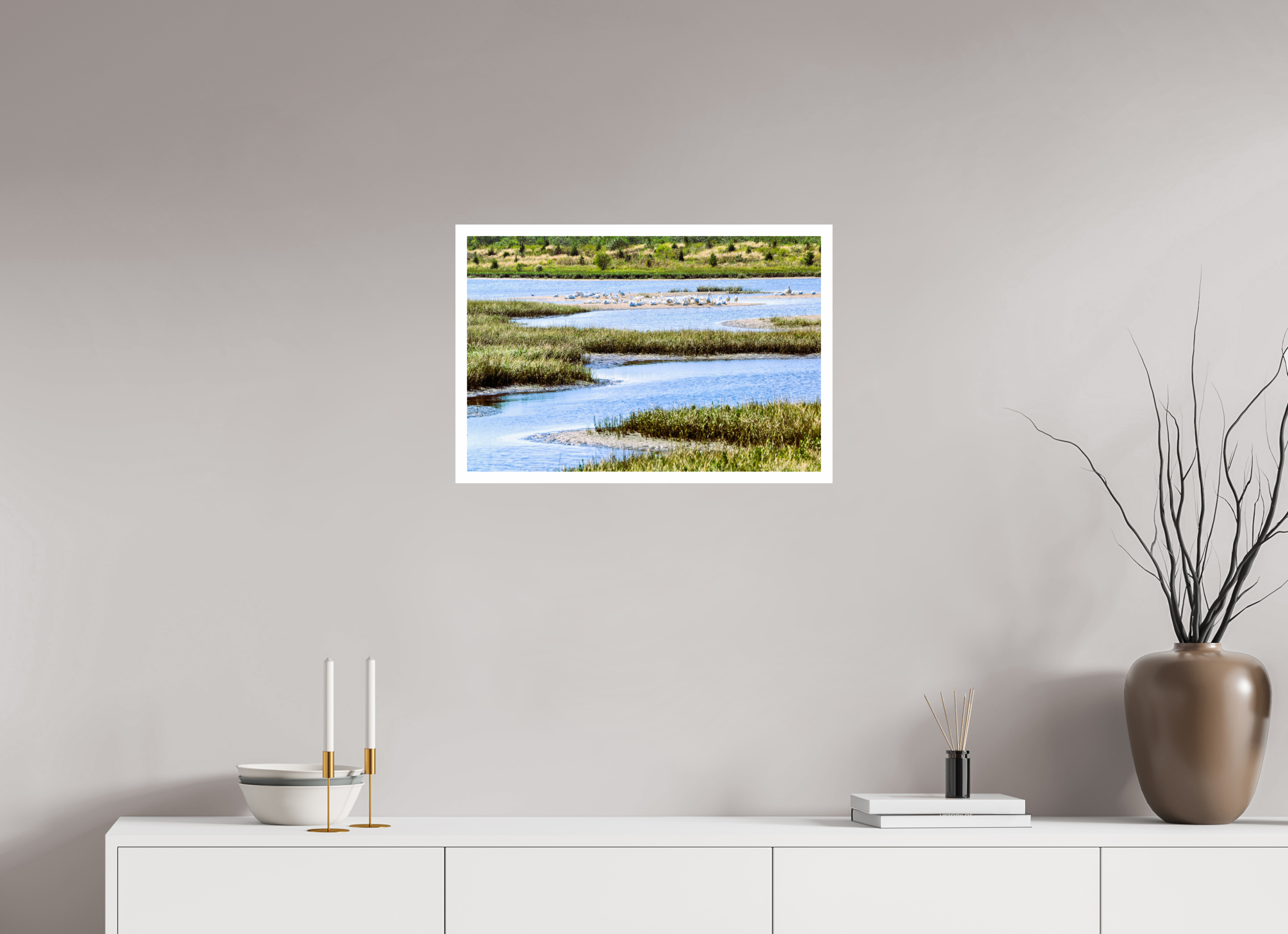 24 x 16″, Hahnemühle FineArt Pearl Print, .79" white border Marshland Sanctuary