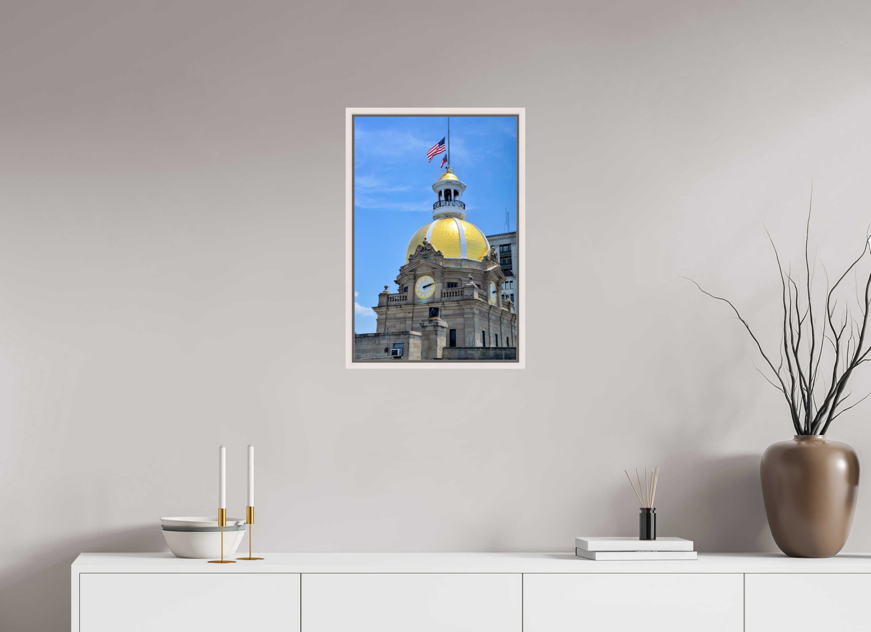 16 x 24″, Floater Frame, Basel 0.6", Maple White, Glossy Acrylic Glass The Gilded Heart of Savannah