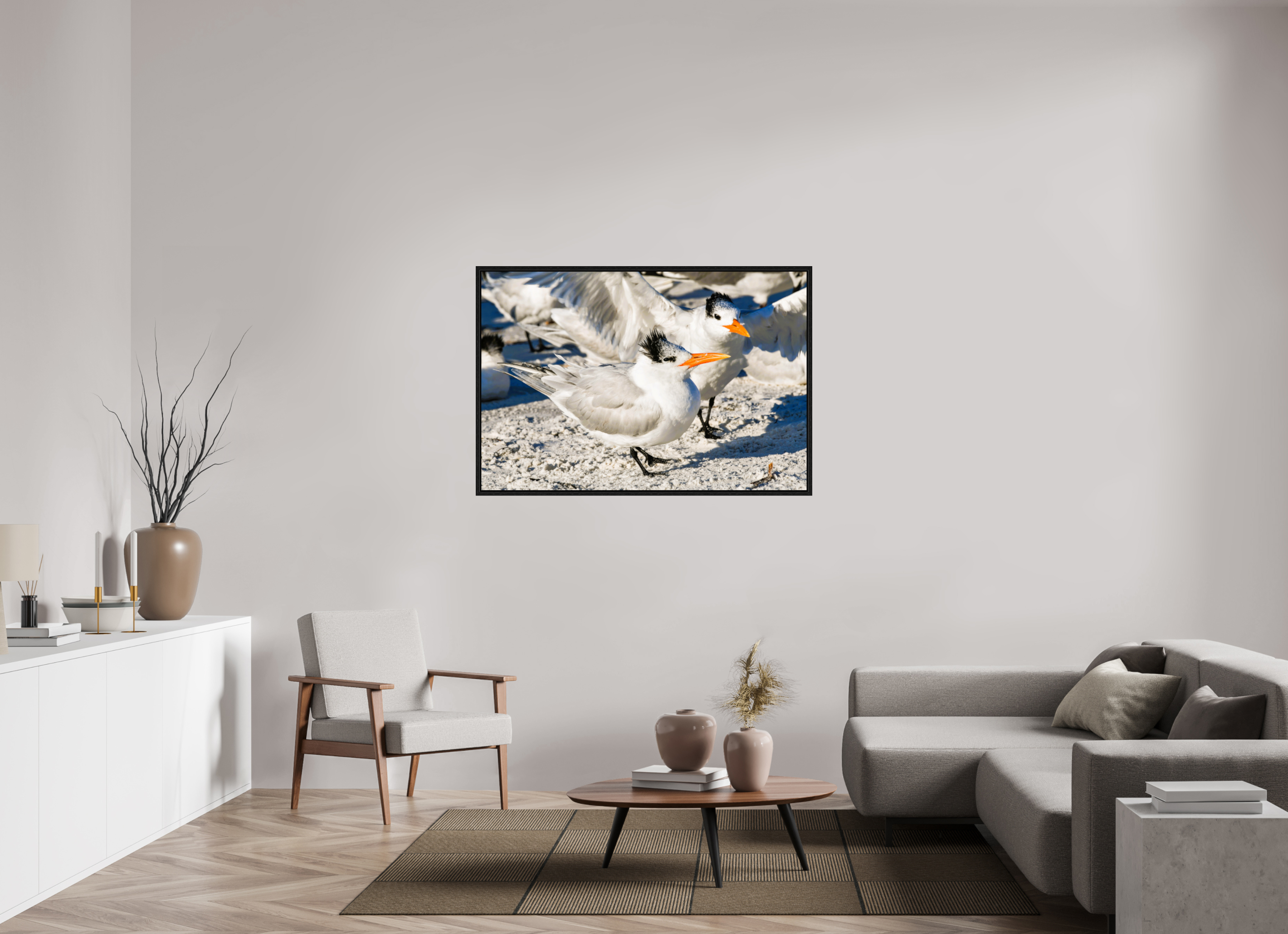 52.1 x 35″, Floater Frame, Basel 0.6", Black Oak, Glossy Acrylic Glass Coastal Royalty