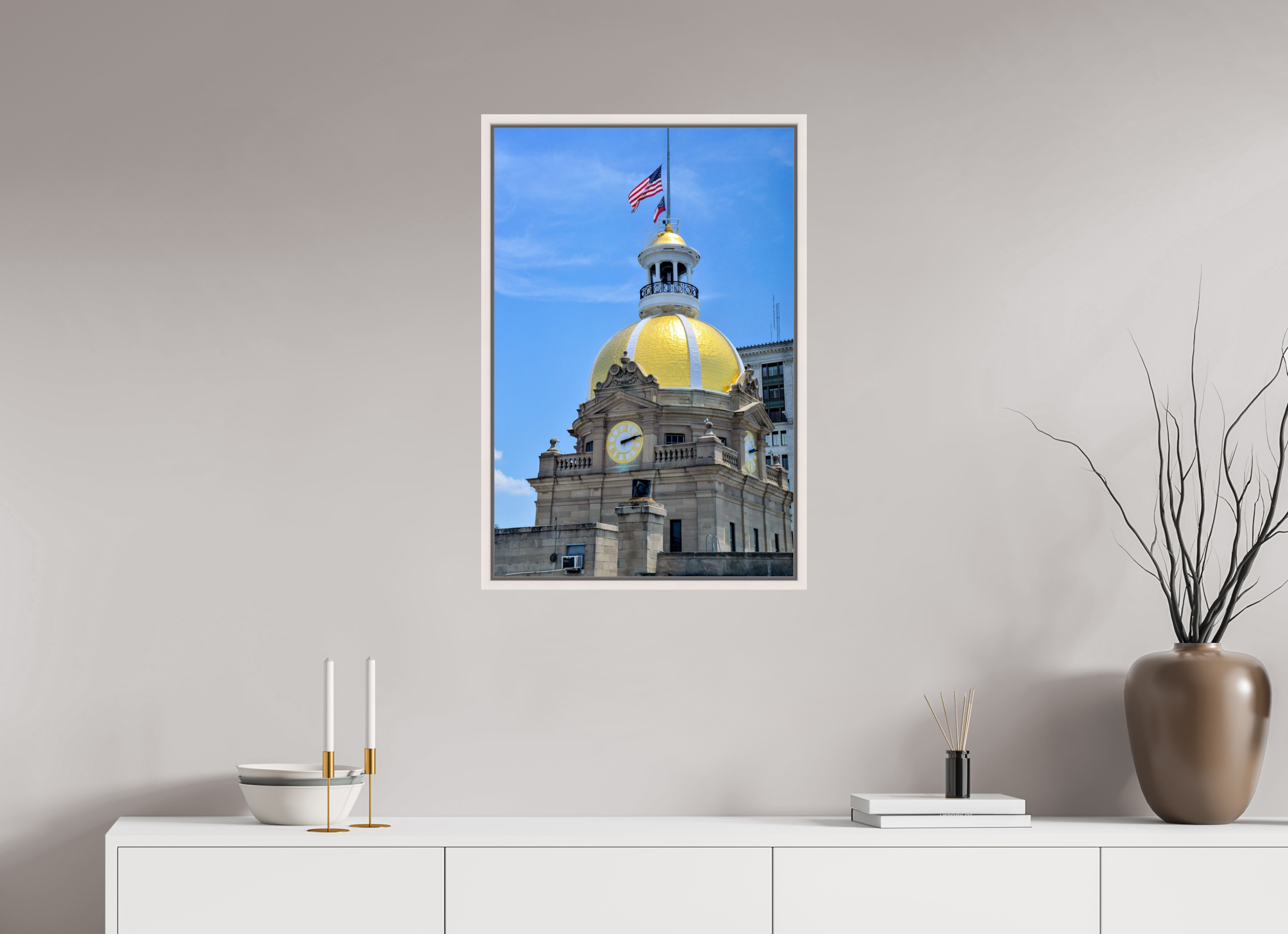 20 x 30″, Floater Frame, Basel 0.6", Maple White, Glossy Acrylic Glass The Gilded Heart of Savannah