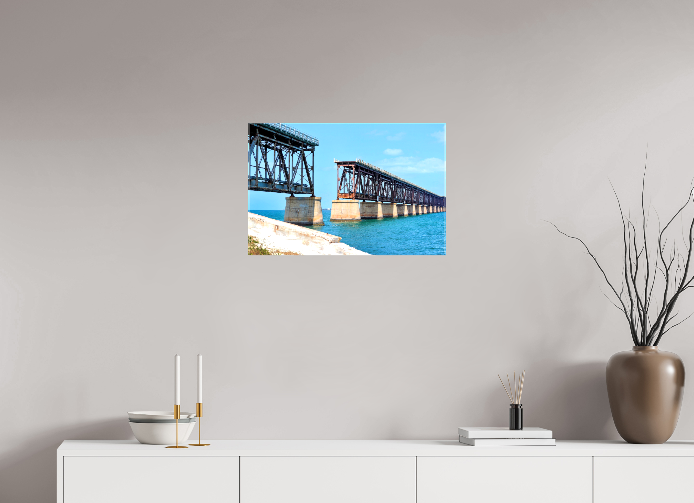 24 x 16″, Glossy Canvas on Stretcher Frame, 1,57" Wrapped Old Bahia Honda Bridge