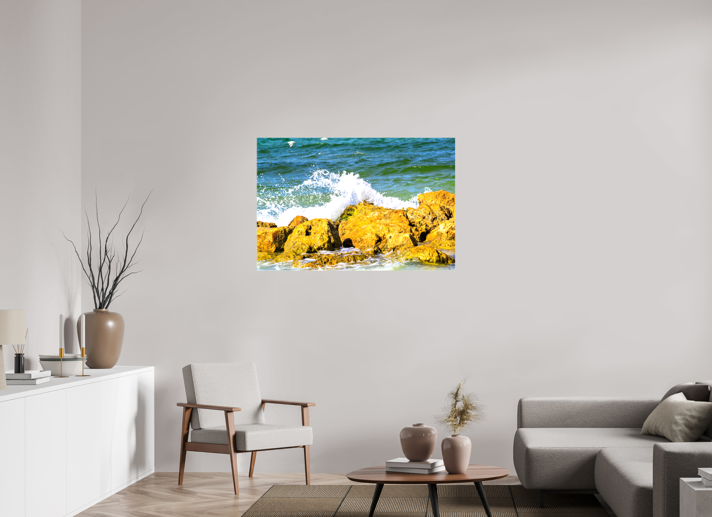 45 x 30″, Glossy Canvas on Stretcher Frame, 1,57" Wrapped Waves Breaking