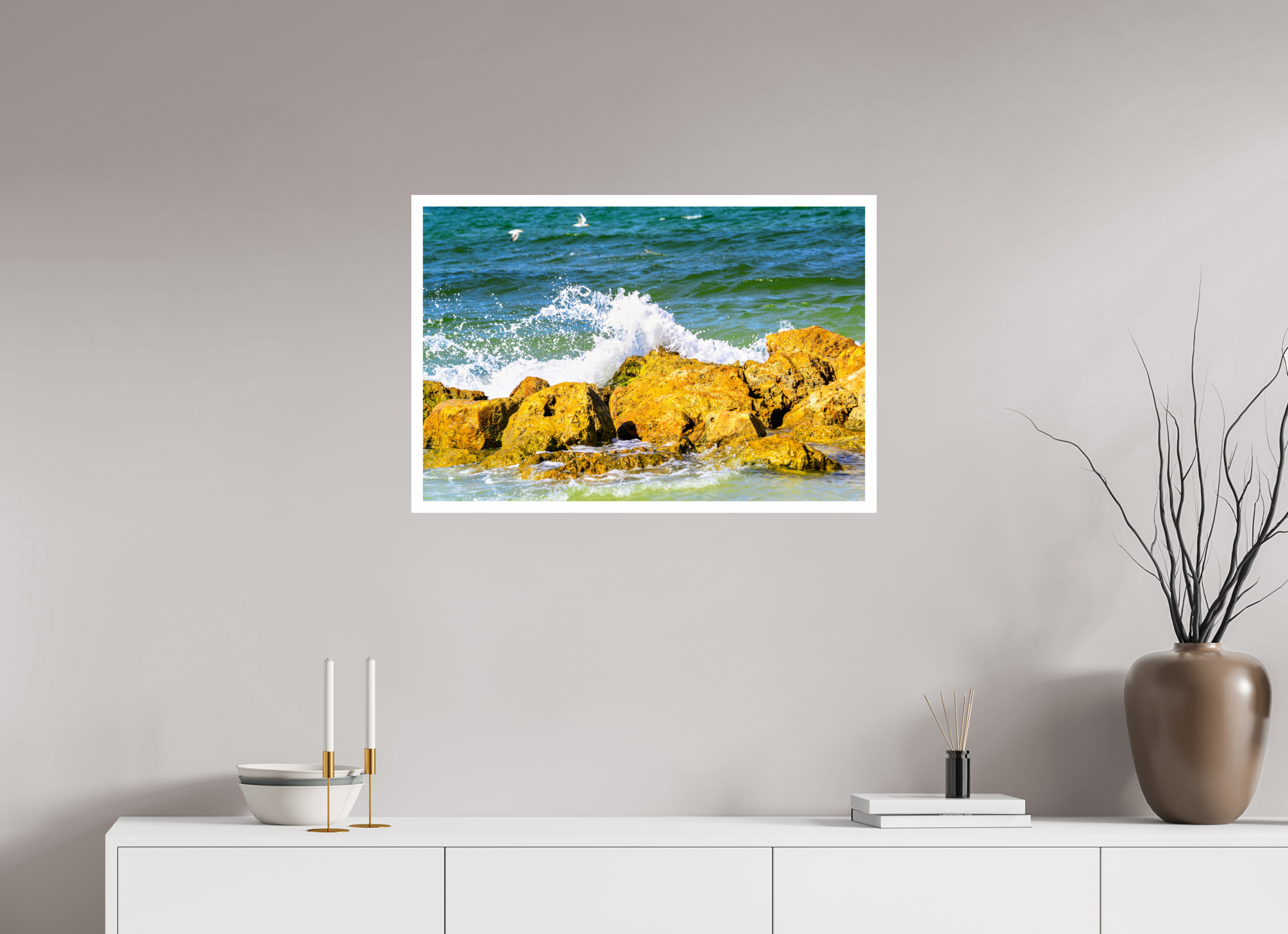 30 x 20″, Hahnemühle FineArt Pearl Print, .79" white border Waves Breaking