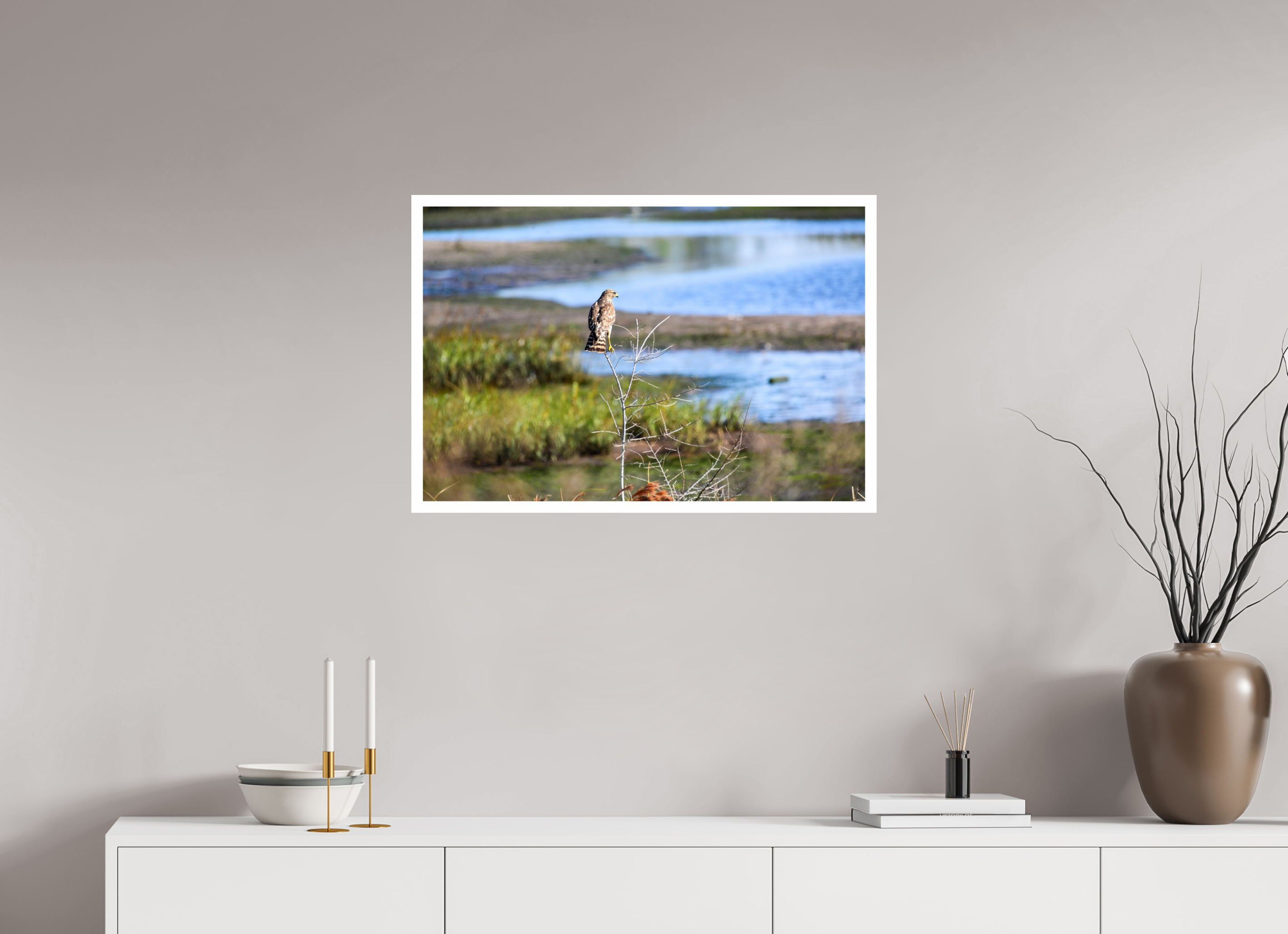30 x 20″, Hahnemühle FineArt Pearl Print, .79" white border Guardian of the Marsh