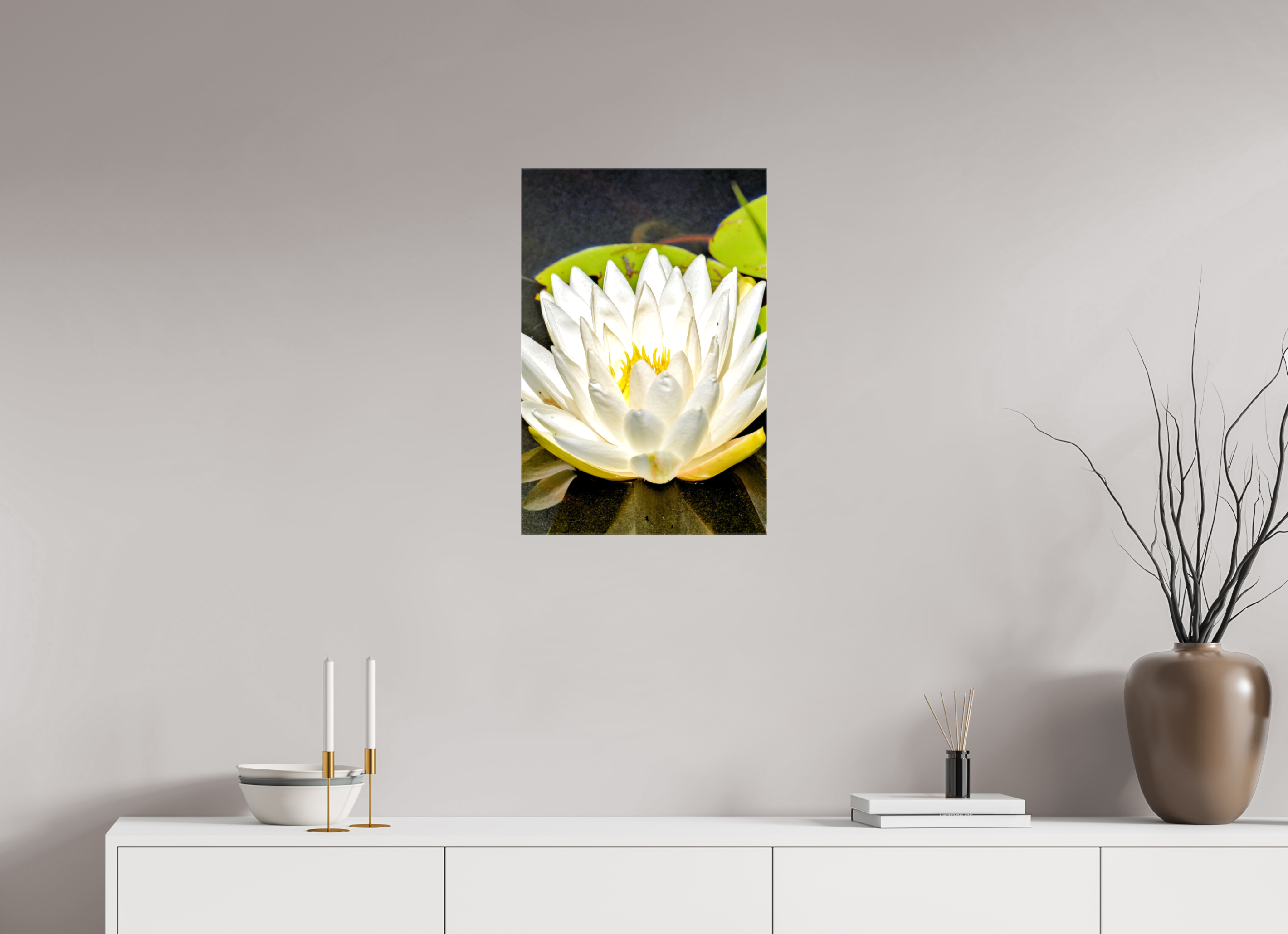 16 x 24″, Glossy Canvas on Stretcher Frame, 1,57" Wrapped The White Water Lily