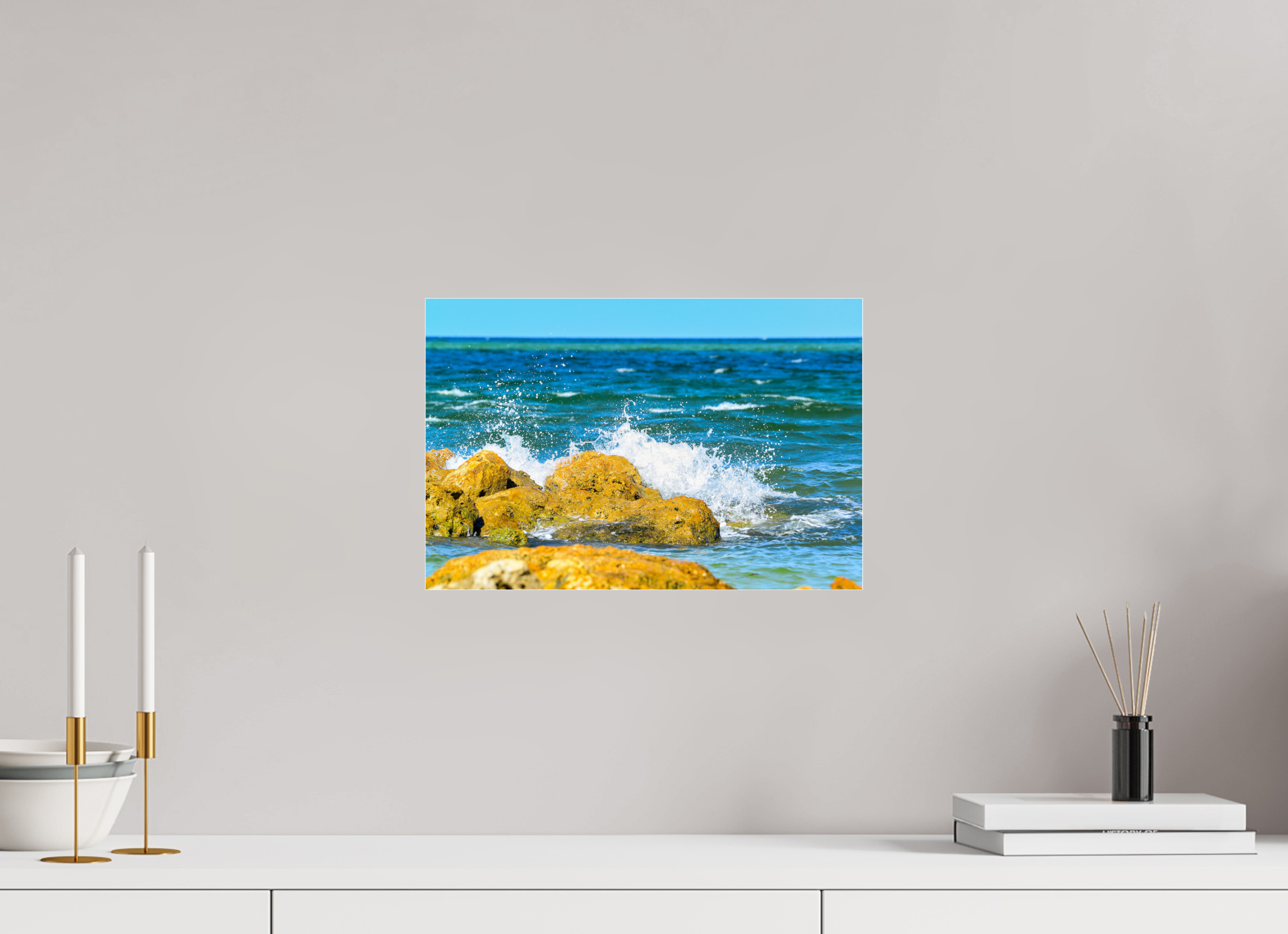 15 x 10″, Metallic Photo Print Under Acrylic Glass The Ocean’s Impact
