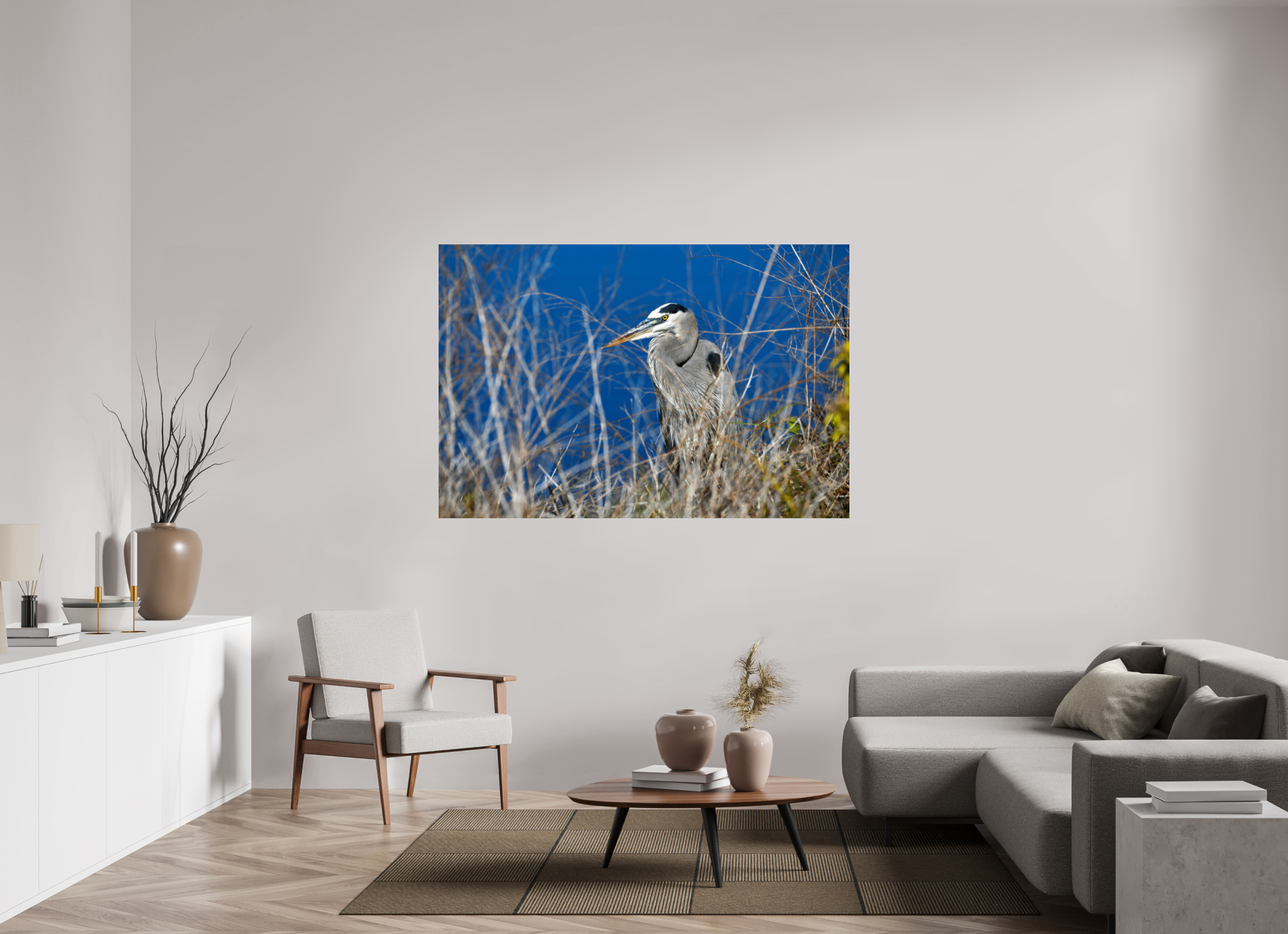 66 x 44″, Photo Print Fuji Crystal Archive Under Acrylic Glass Hidden Majesty: Great Blue Heron