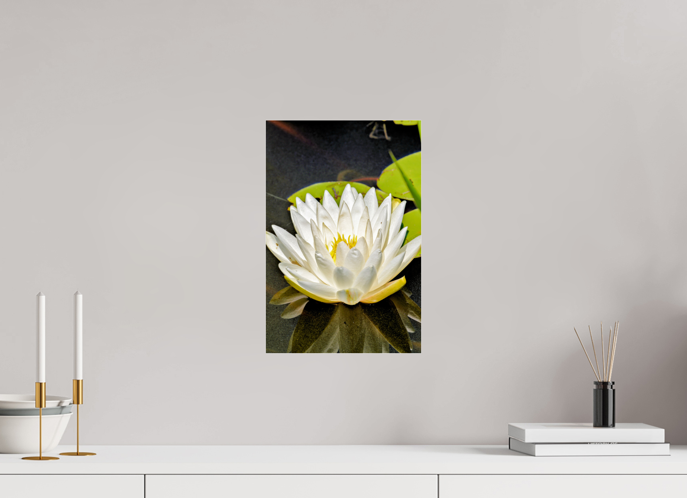 10 x 15″, Metallic Photo Print Under Acrylic Glass The White Water Lily
