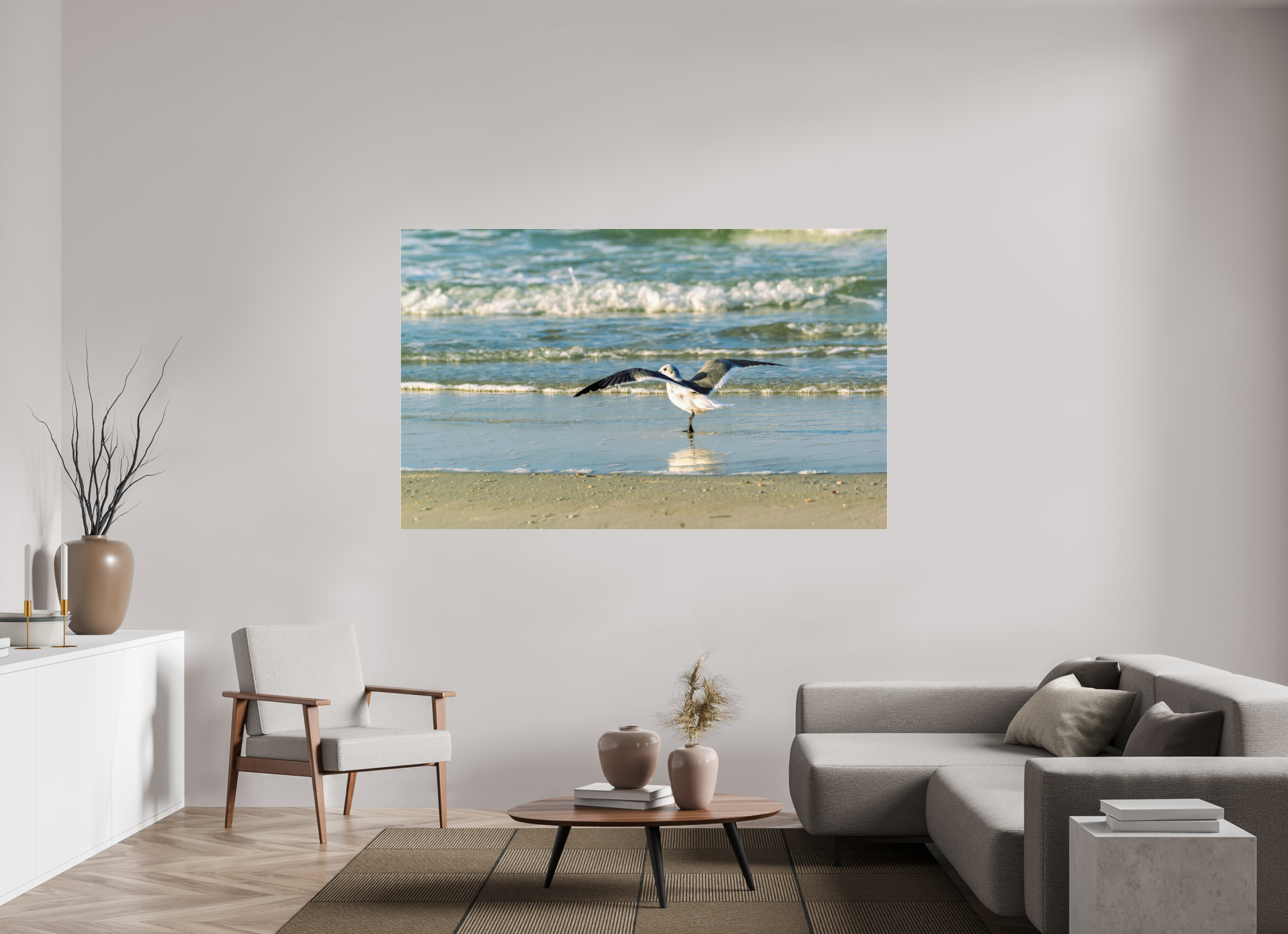76.2 x 47″, Photo Print Under Acrylic Glass Laughing Gull in Motion