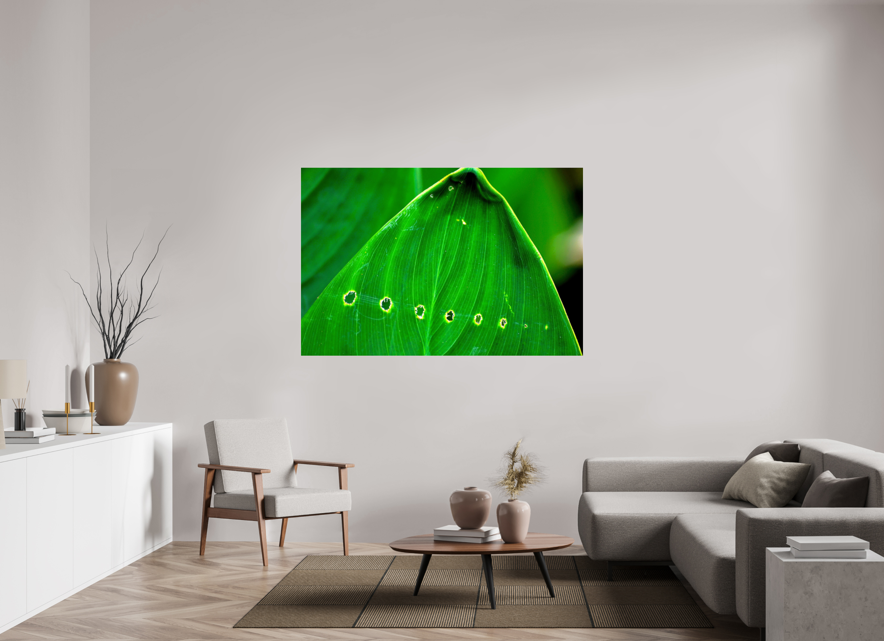66 x 44″, Metallic Photo Print Under Acrylic Glass Linear Progression in Green