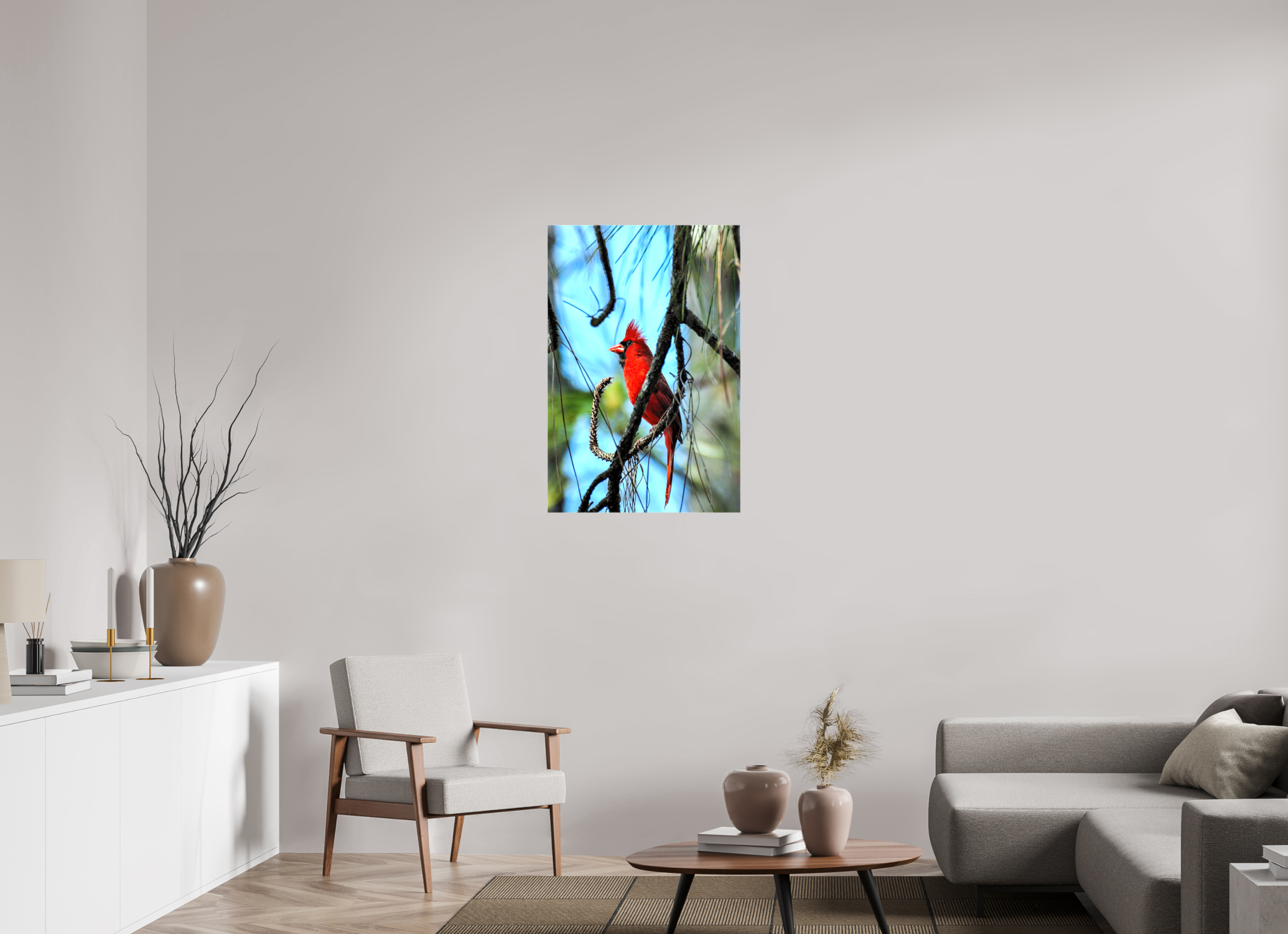 24 x 36″, Glossy Canvas on Stretcher Frame, 1,57" Wrapped The Corkscrew Cardinal