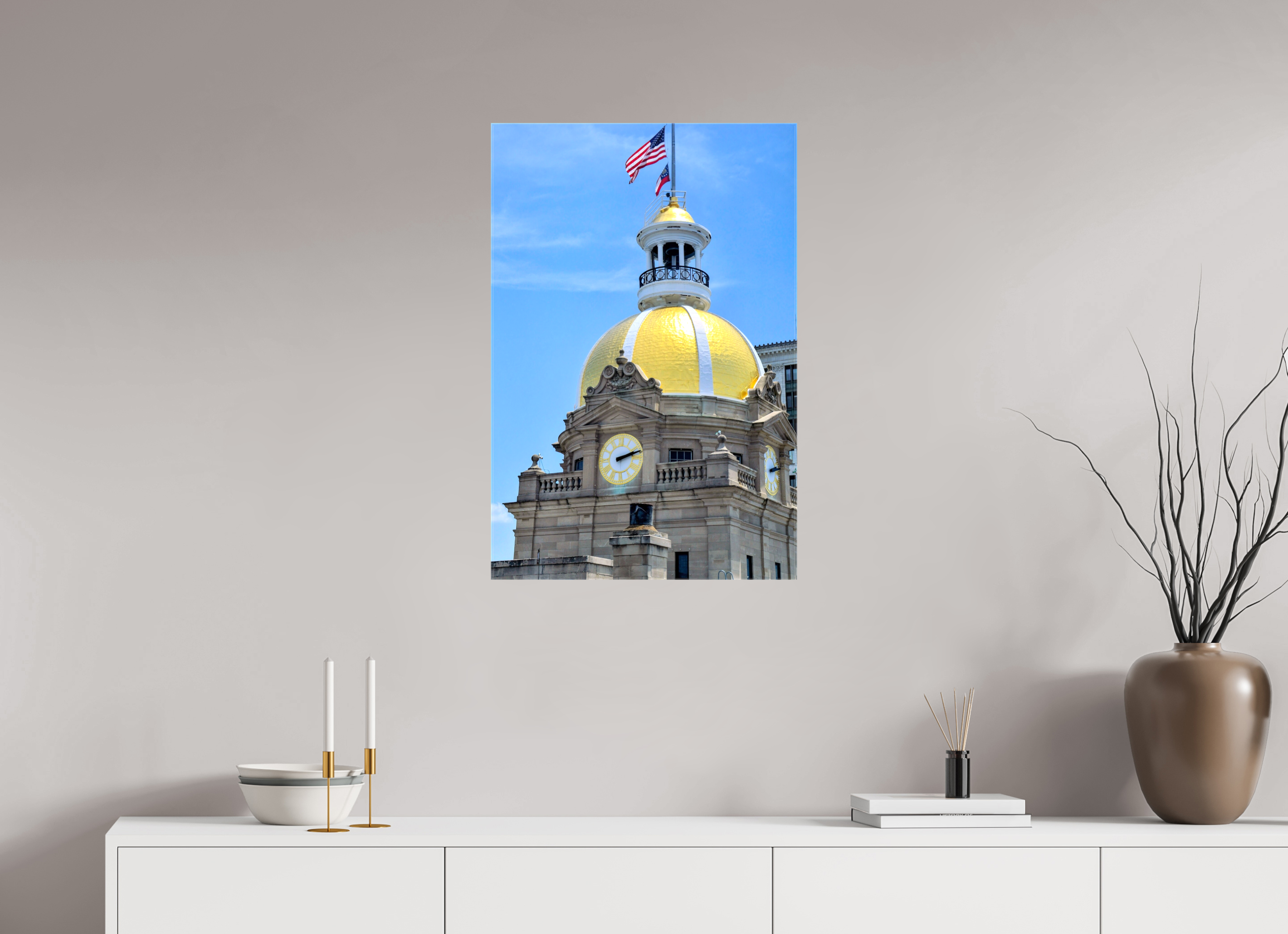 20 x 30″, Glossy Canvas on Stretcher Frame, 1,57" Wrapped The Gilded Heart of Savannah
