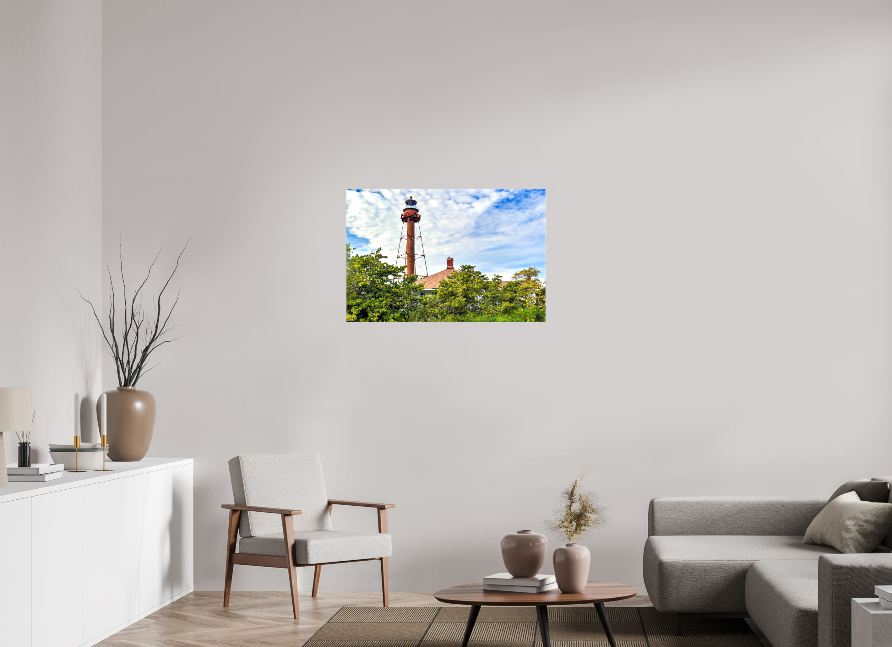 36 x 24″, Glossy Canvas on Stretcher Frame, 1,57" Wrapped Sanibel Island Lighthouse – Holiday Edition