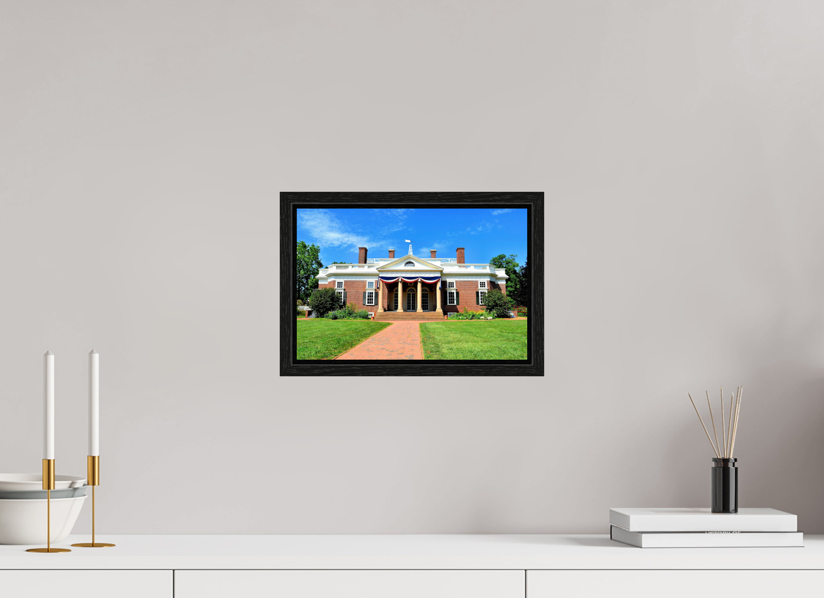 12.2 x 8″, Floater Frame Jefferson’s Masterpiece: Monticello at Midday