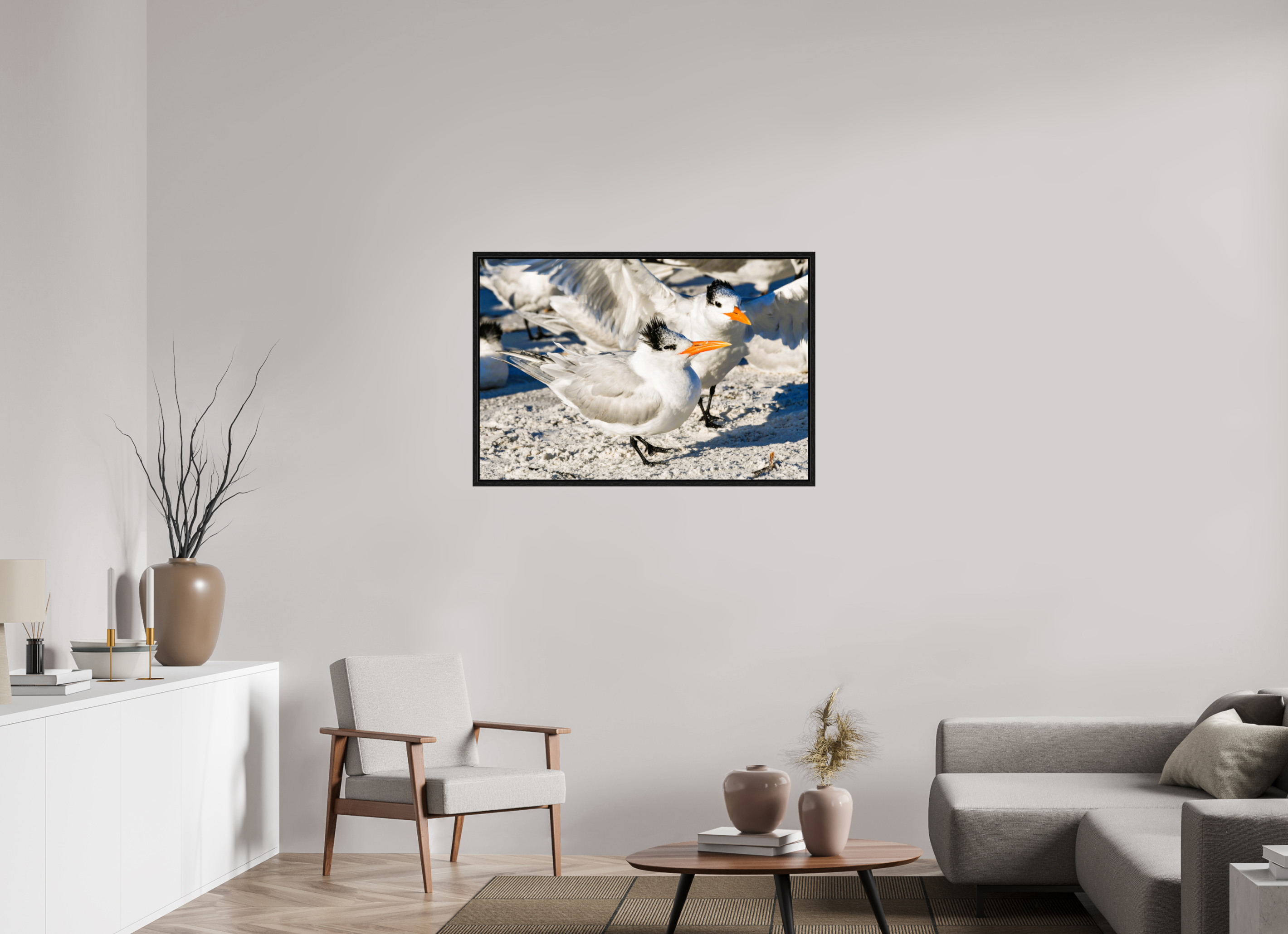 41.7 x 28″, Floater Frame, Basel 0.6", Black Oak, Glossy Acrylic Glass Coastal Royalty