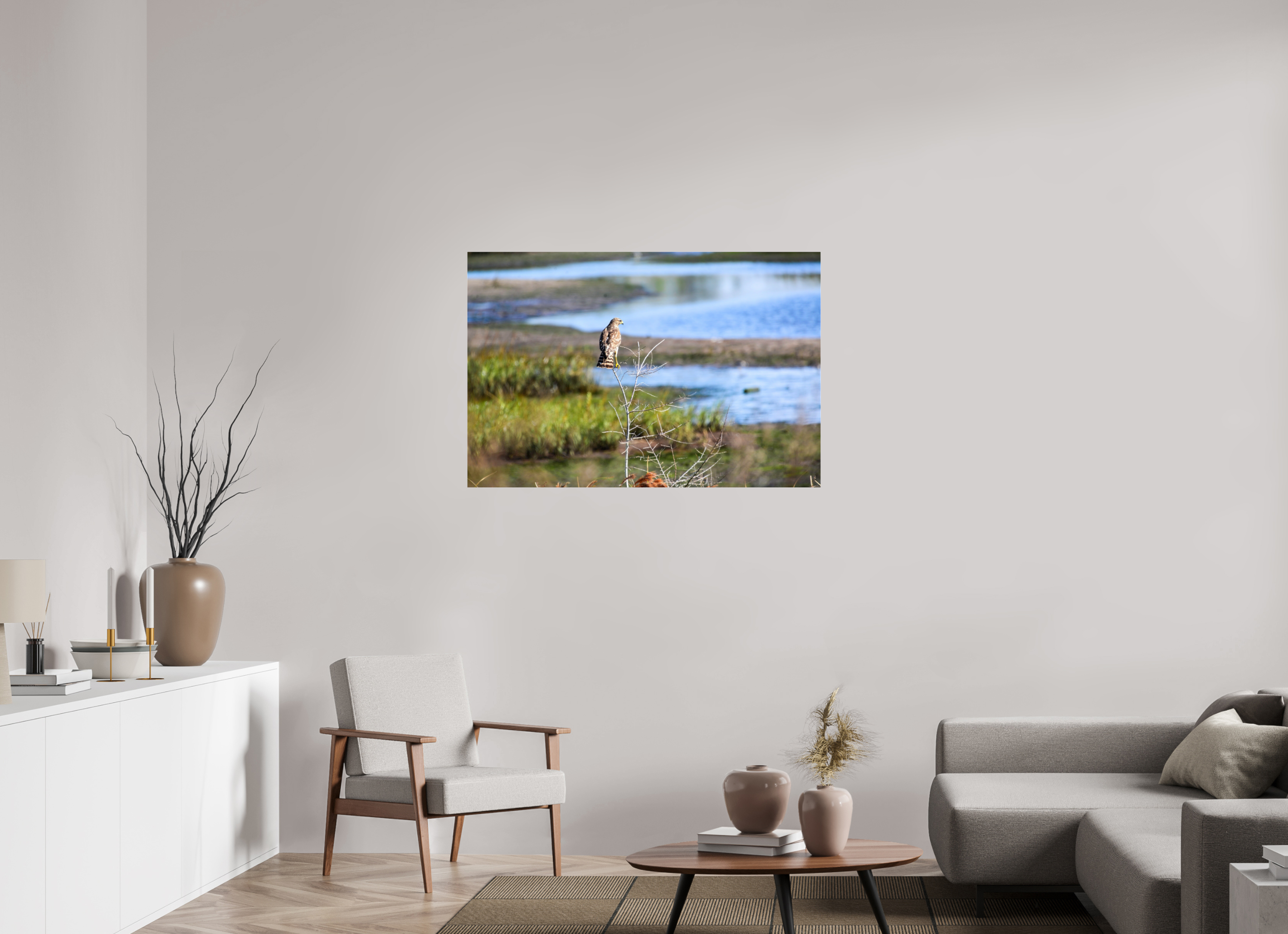45 x 30″, Metallic Photo Print Under Acrylic Glass Guardian of the Marsh