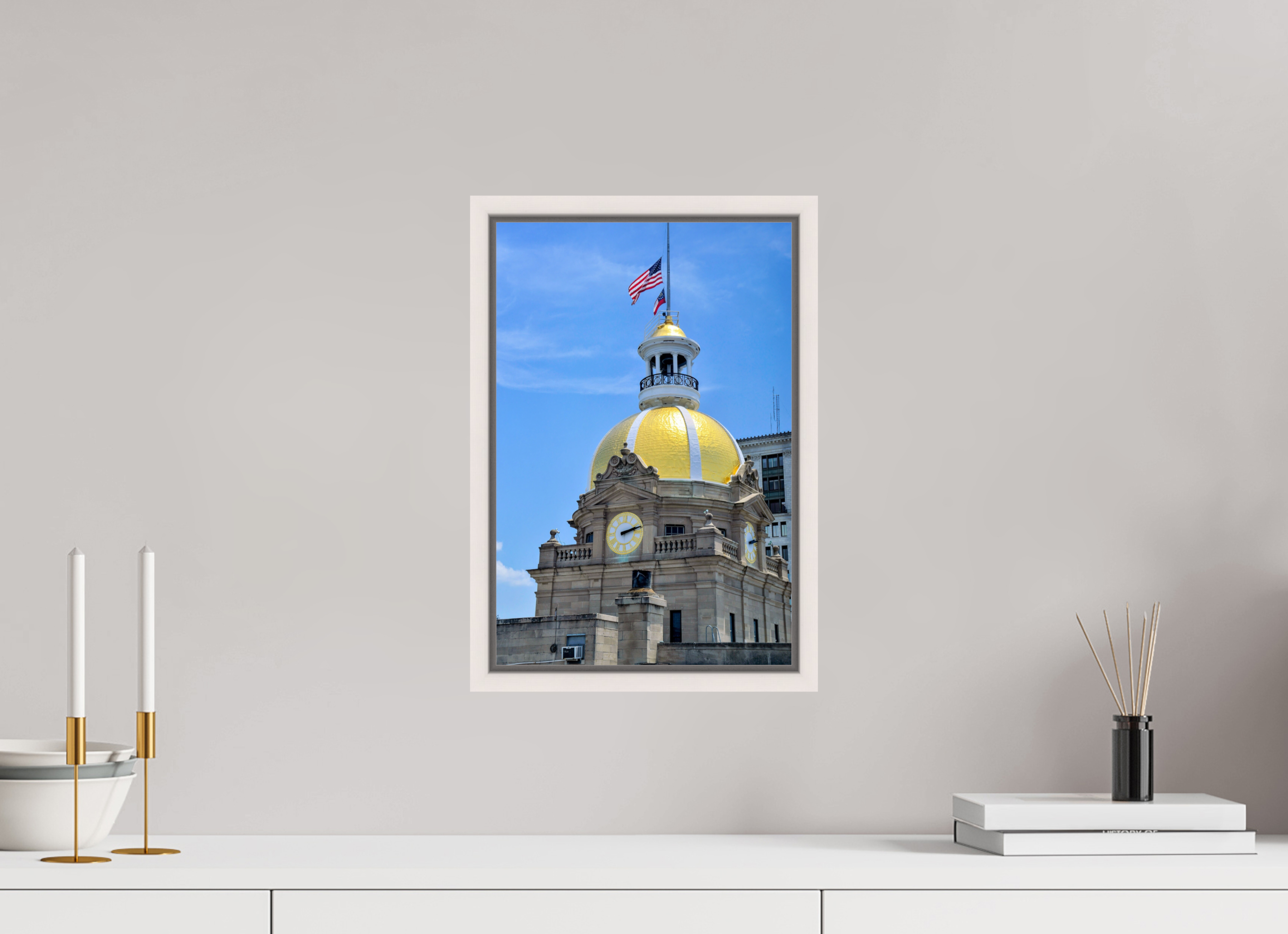 10 x 15″, Floater Frame, Basel 0.6", Maple White, Glossy Acrylic Glass The Gilded Heart of Savannah