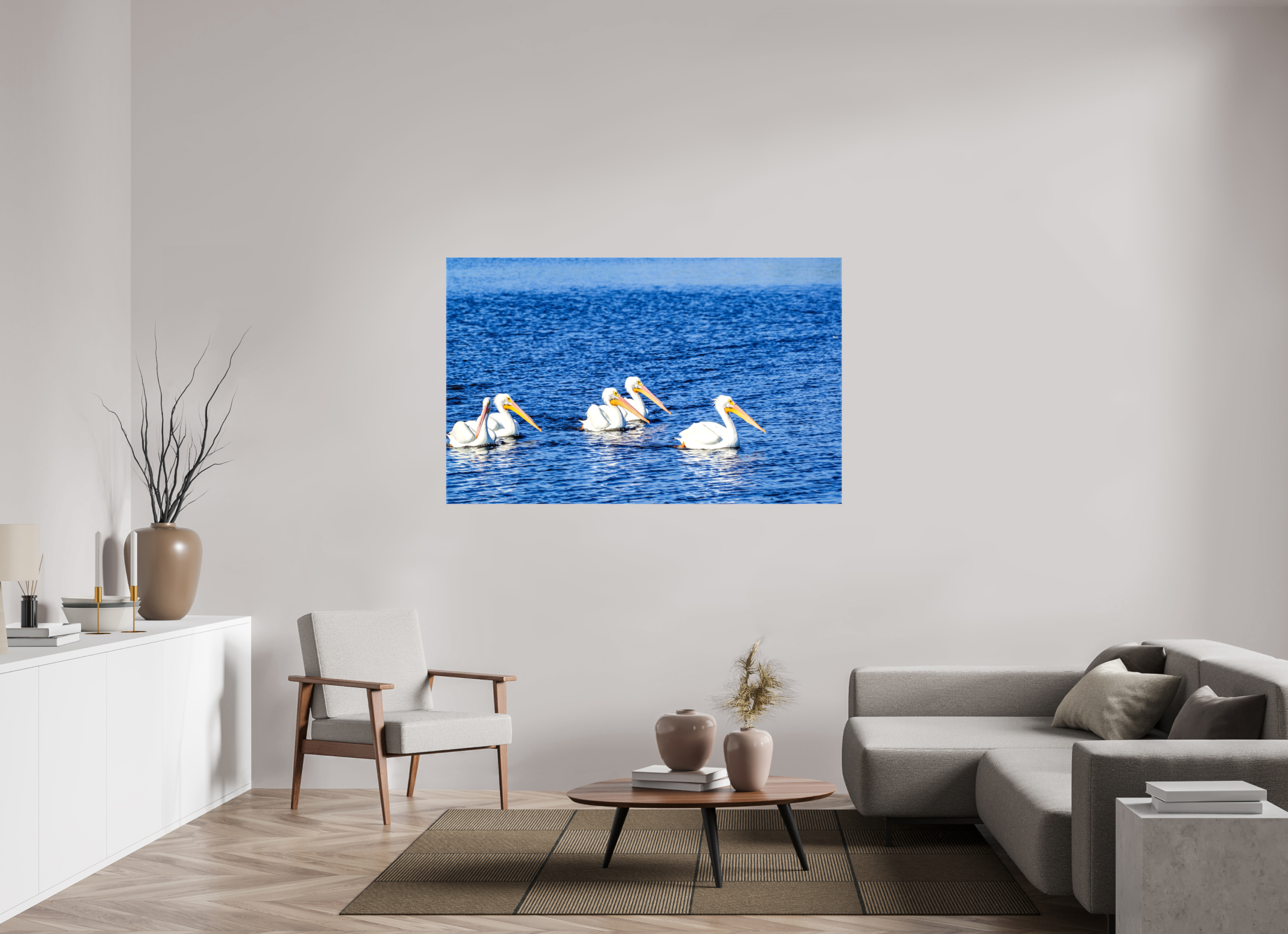 62.8 x 39″, Glossy Canvas on Stretcher Frame, 1,57" Wrapped Gliding in Unison