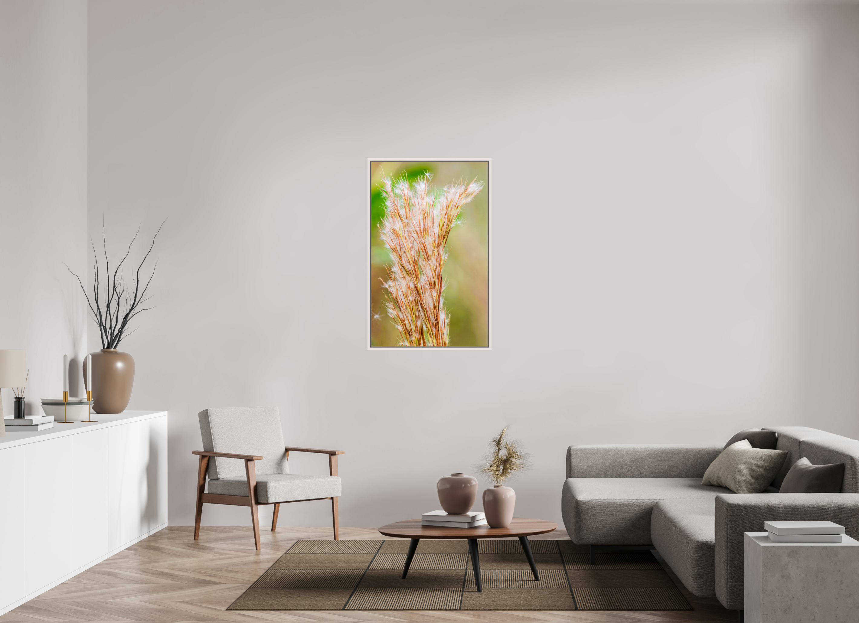 28 x 44.3″, Photo Print Under Acrylic Glass Basel 0.6", Maple White Bushy Bluestem in the Breeze