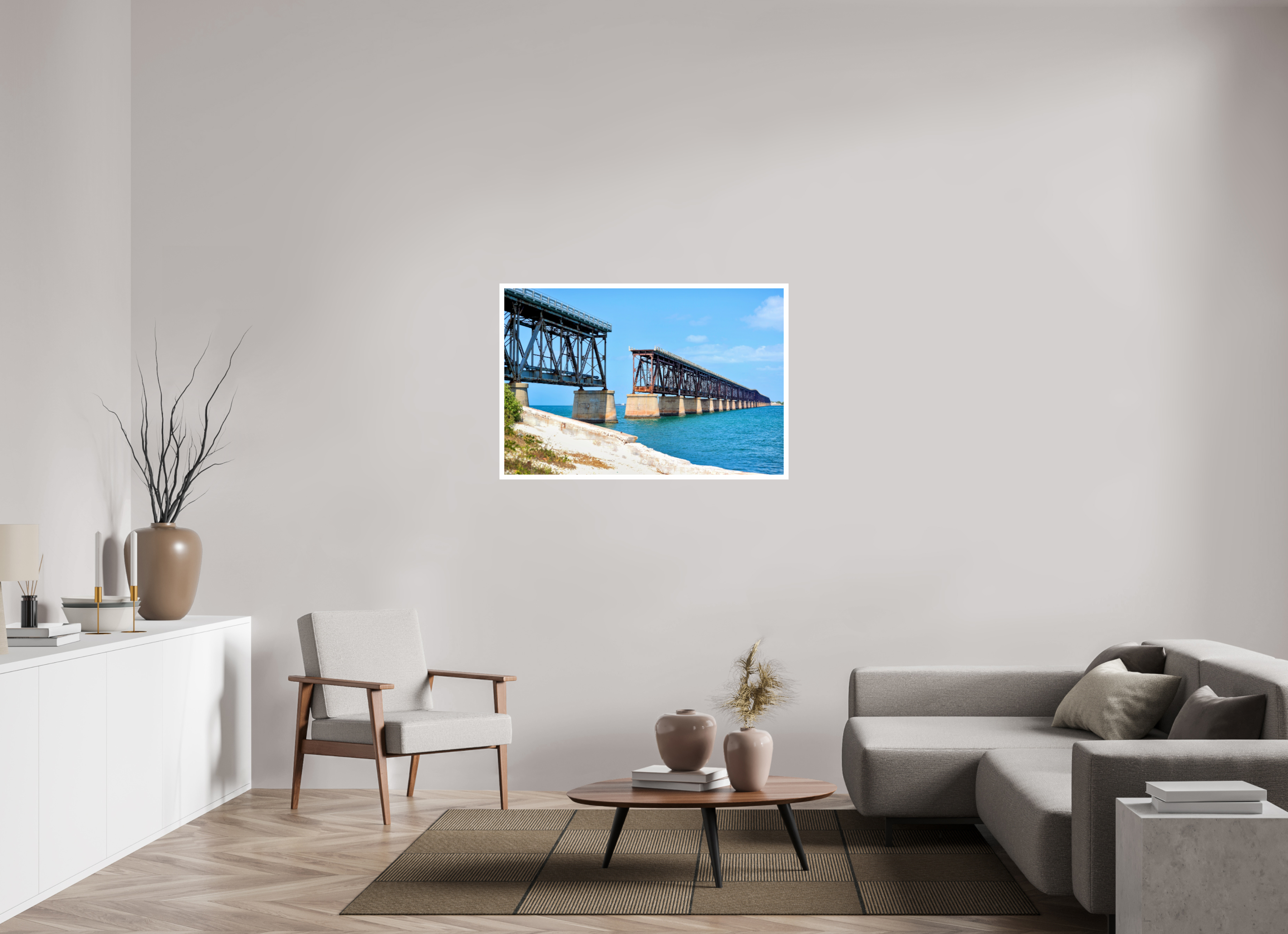 45 x 30″, Hahnemühle FineArt Pearl Print, .79" white border Old Bahia Honda Bridge
