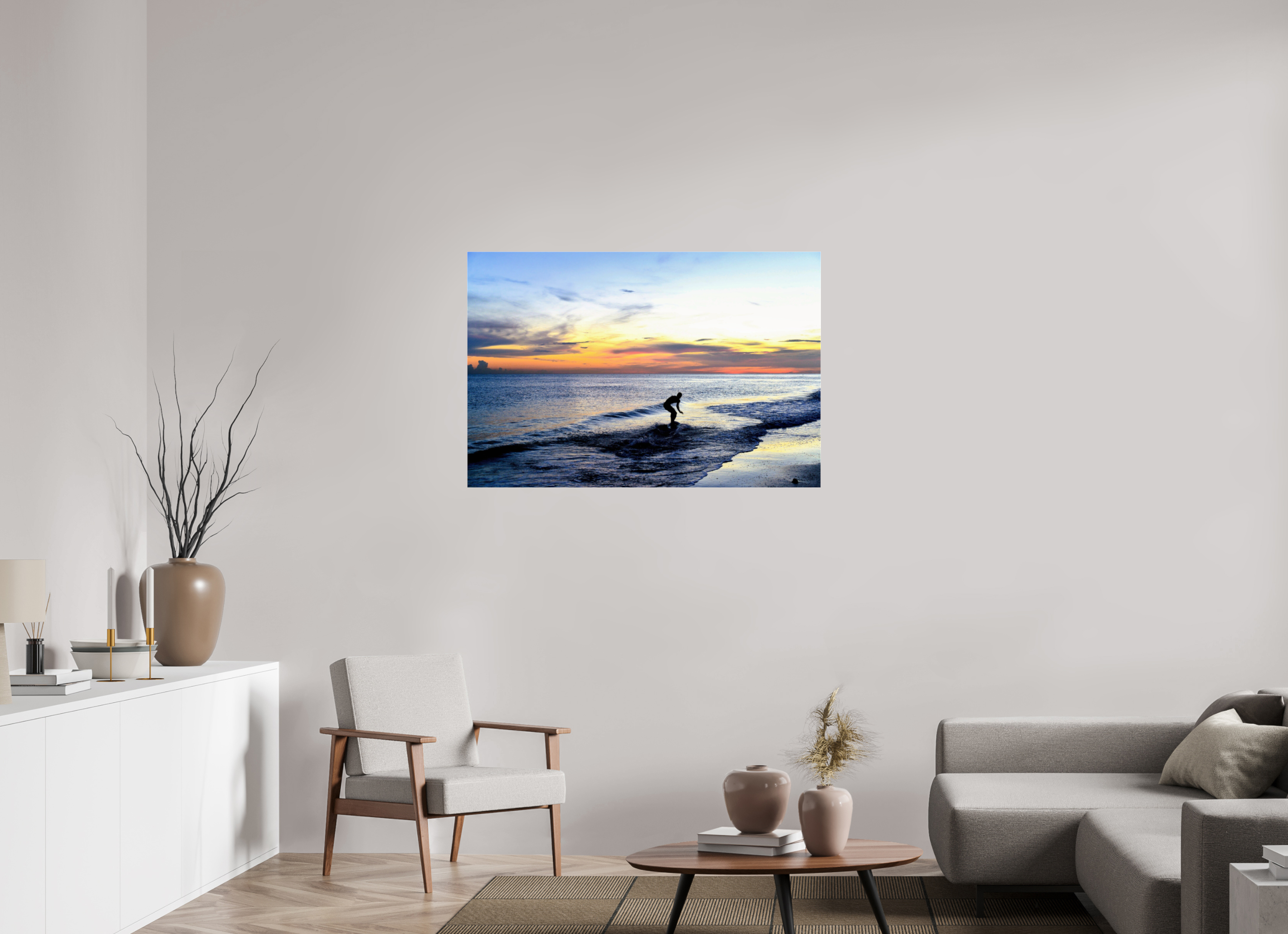 45 x 30″, Metallic Photo Print Under Acrylic Glass Chasing the Last Light
