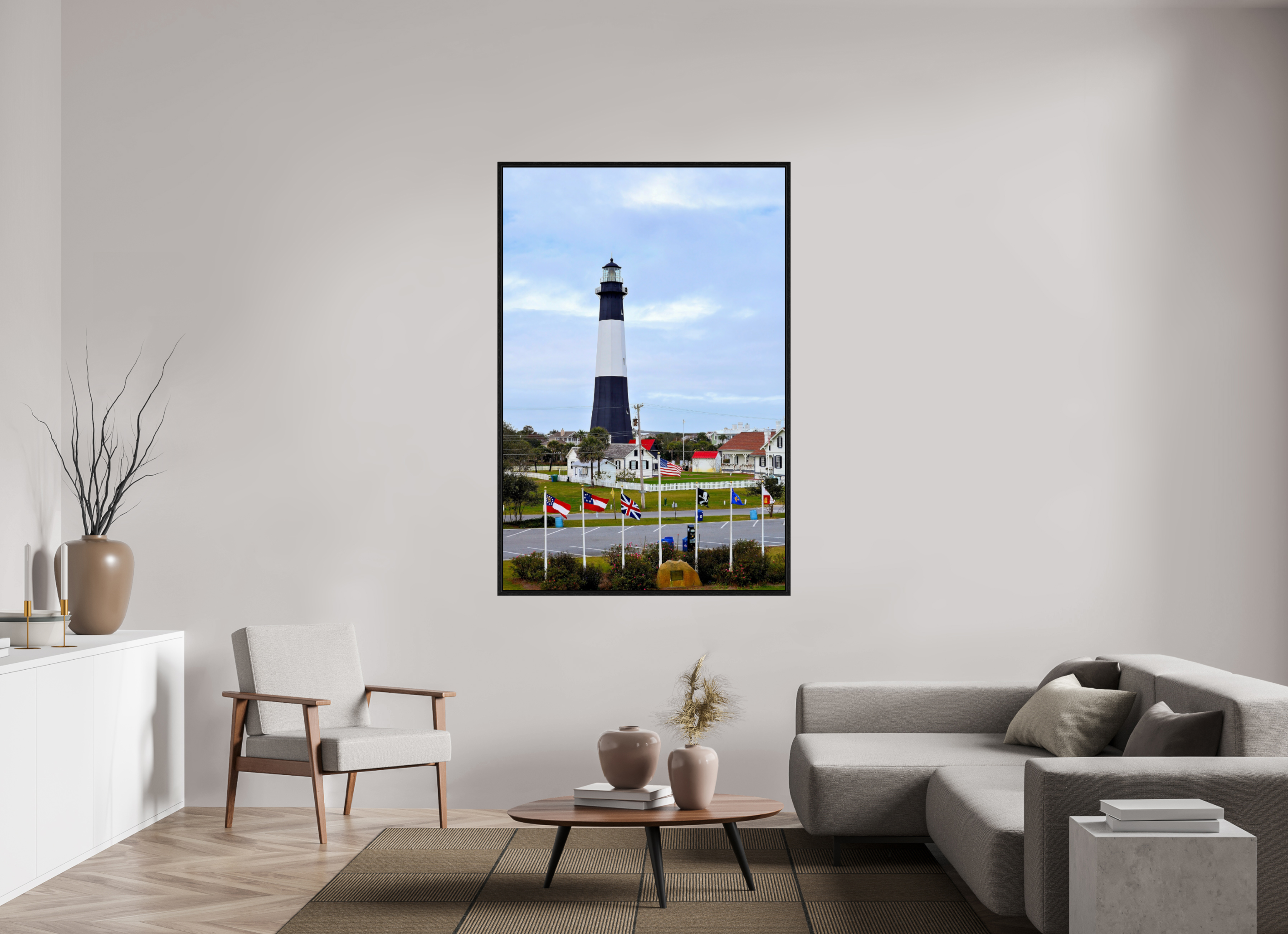44 x 66″, Floater Frame Heritage at Tybee: The Lighthouse & Grounds