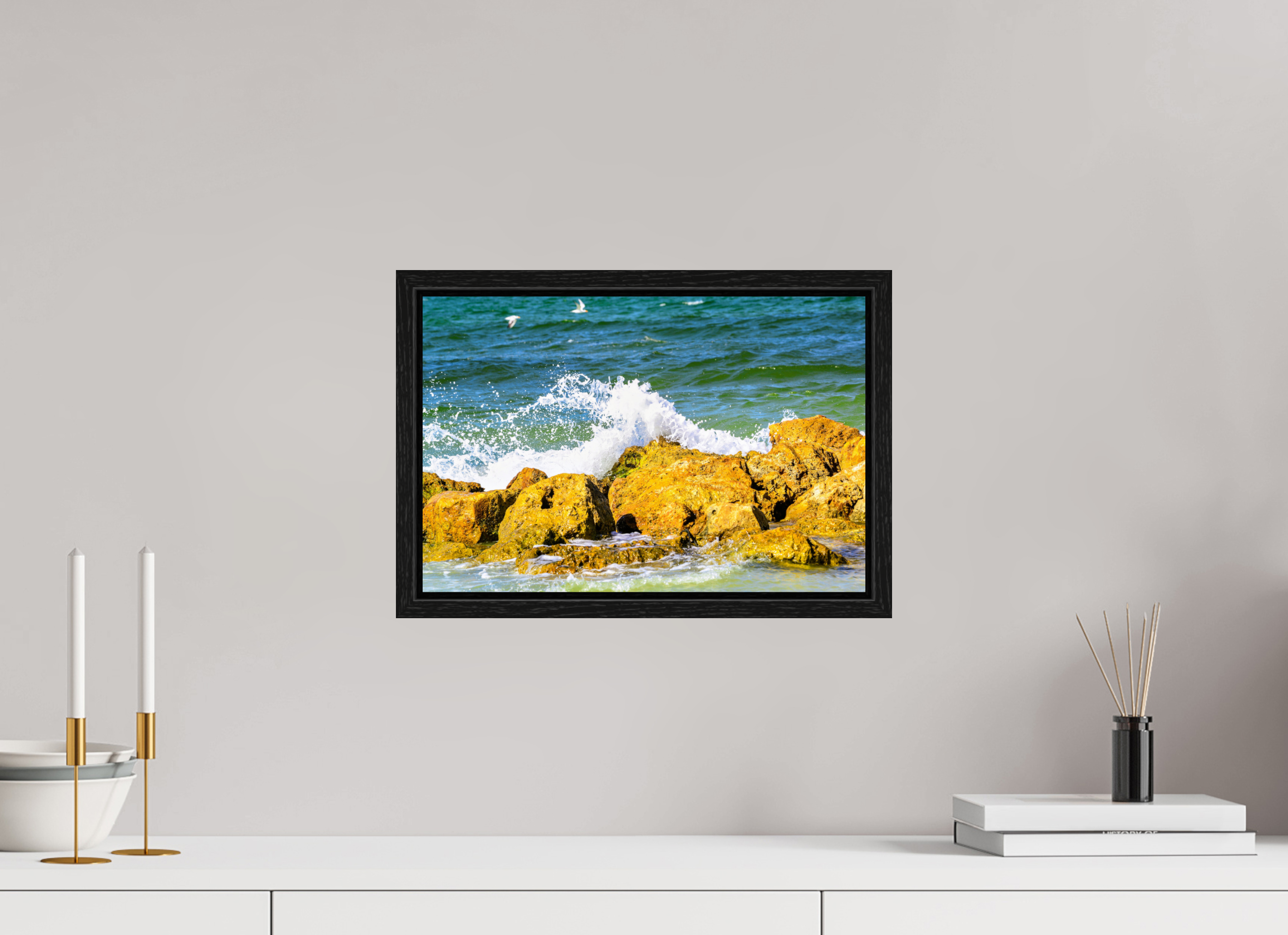 15 x 10″, Floater Frame Waves Breaking