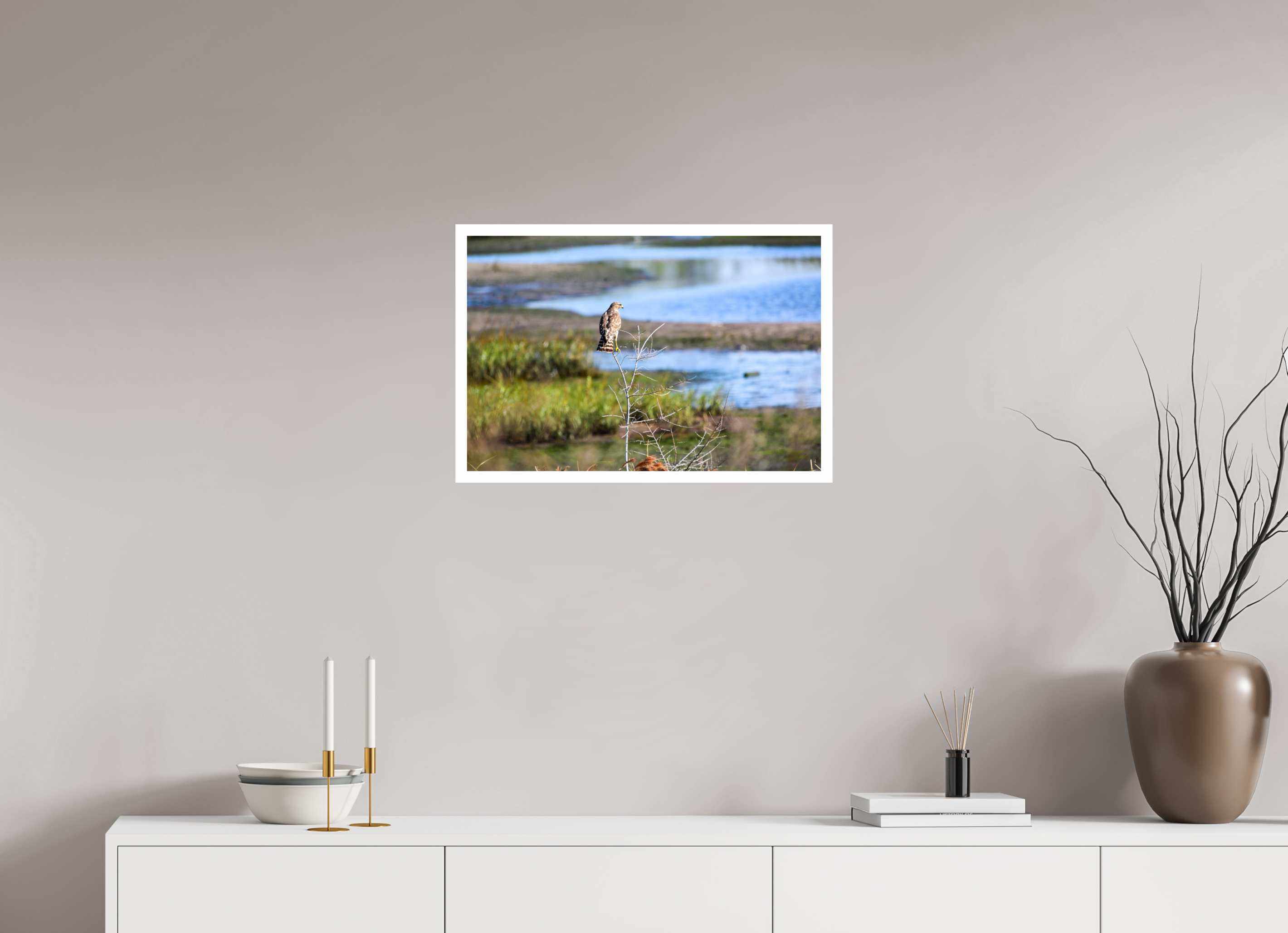 24 x 16″, Hahnemühle FineArt Pearl Print, .79" white border Guardian of the Marsh