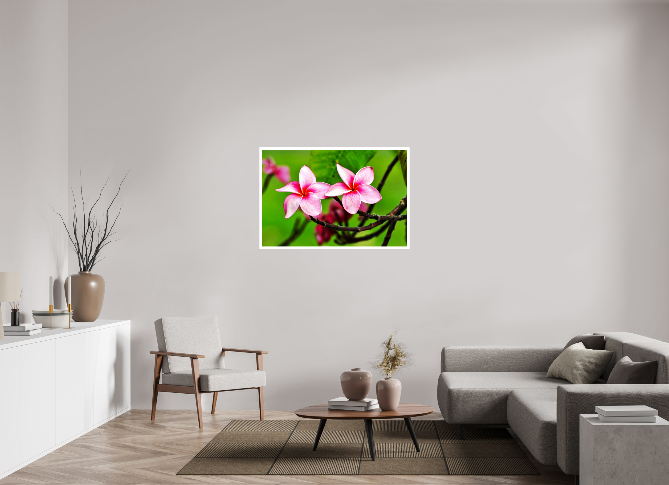 45 x 30″, Hahnemühle FineArt Pearl Print, .79" white border Pink Plumeria Rubra (Frangipani)