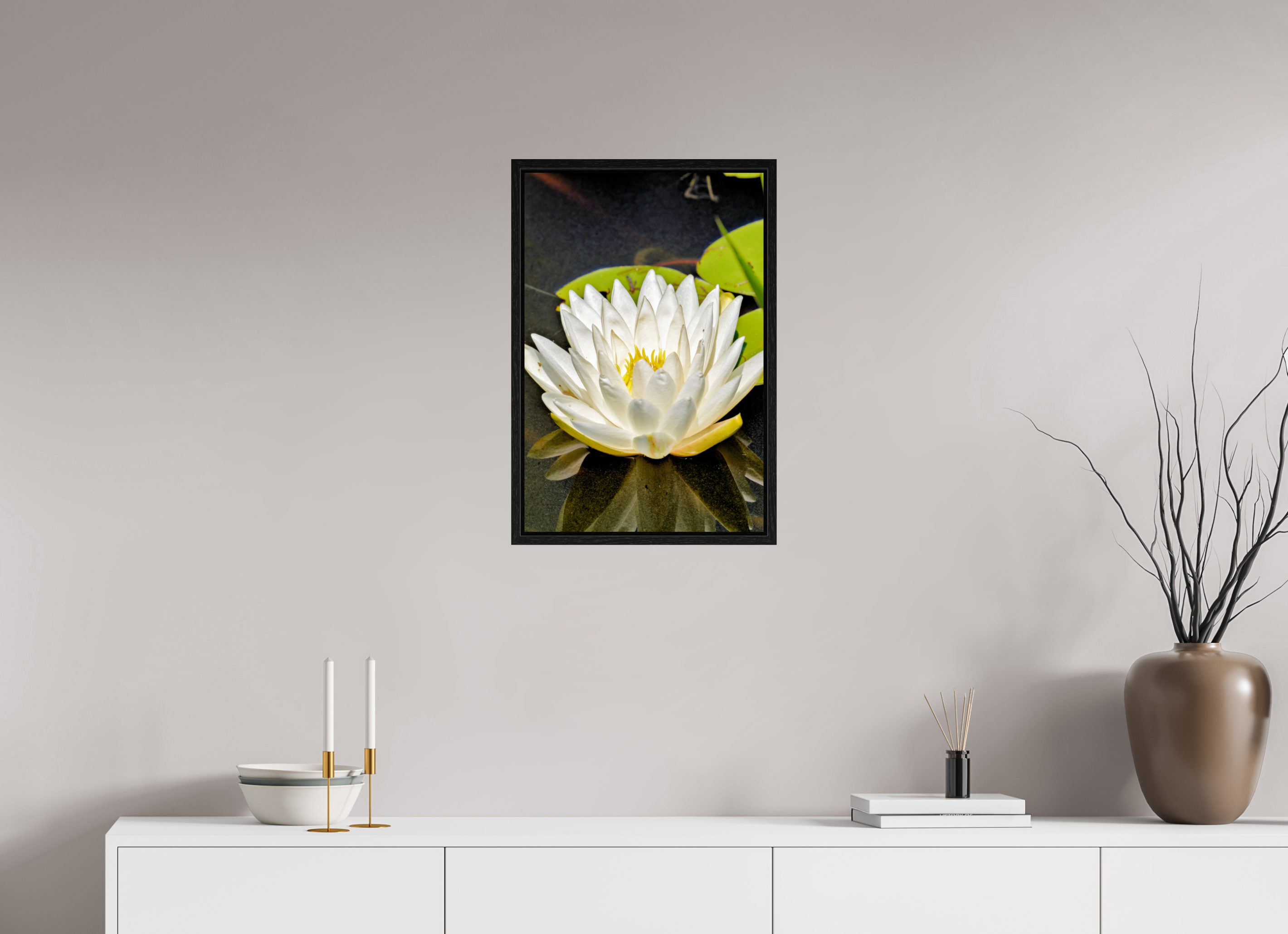 16 x 24″, Floater Frame The White Water Lily