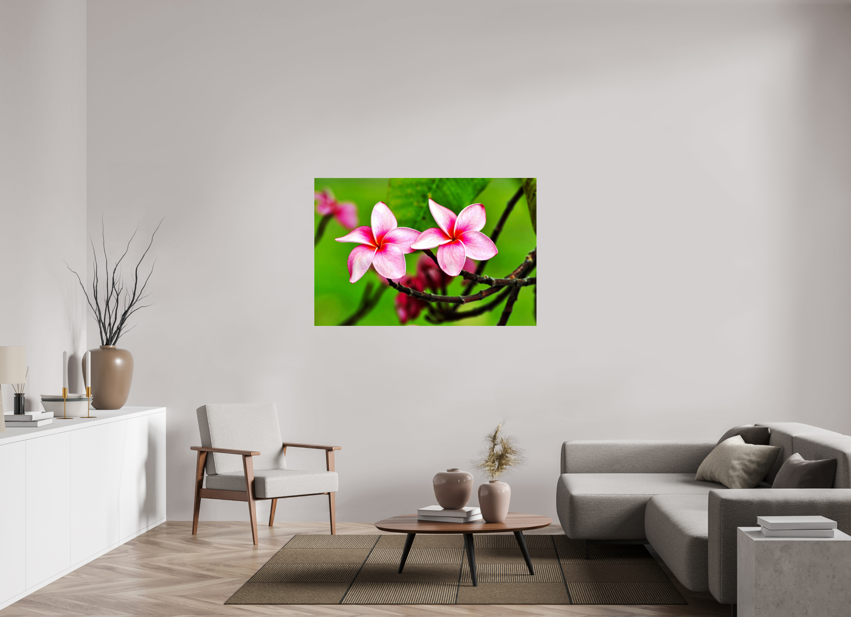 54 x 36″, Photo Print Fuji Crystal Archive Under Acrylic Glass Pink Plumeria Rubra (Frangipani)