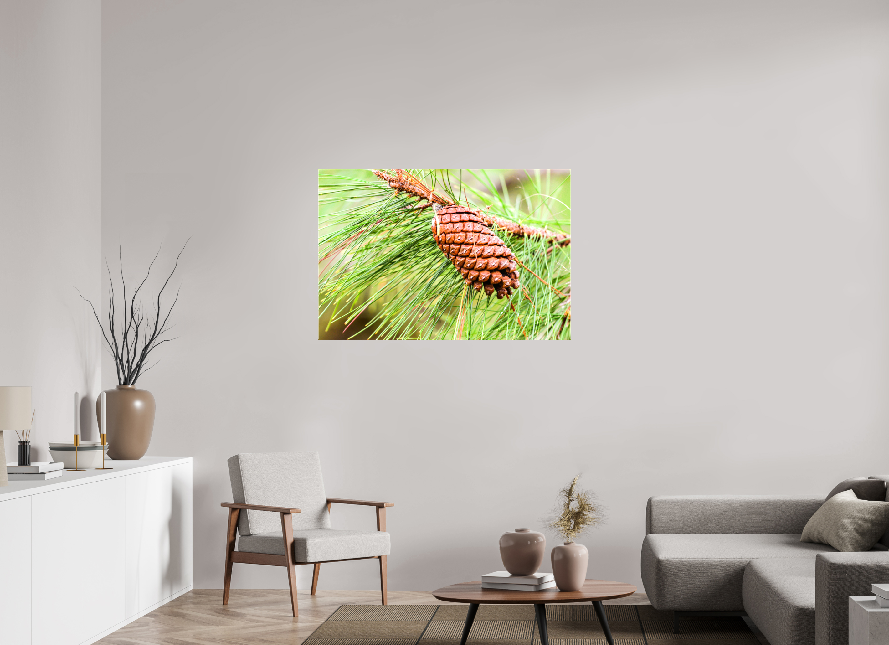 46.1 x 31″, Glossy Canvas on Stretcher Frame, 1,57" Wrapped The Longleaf Pine Cone