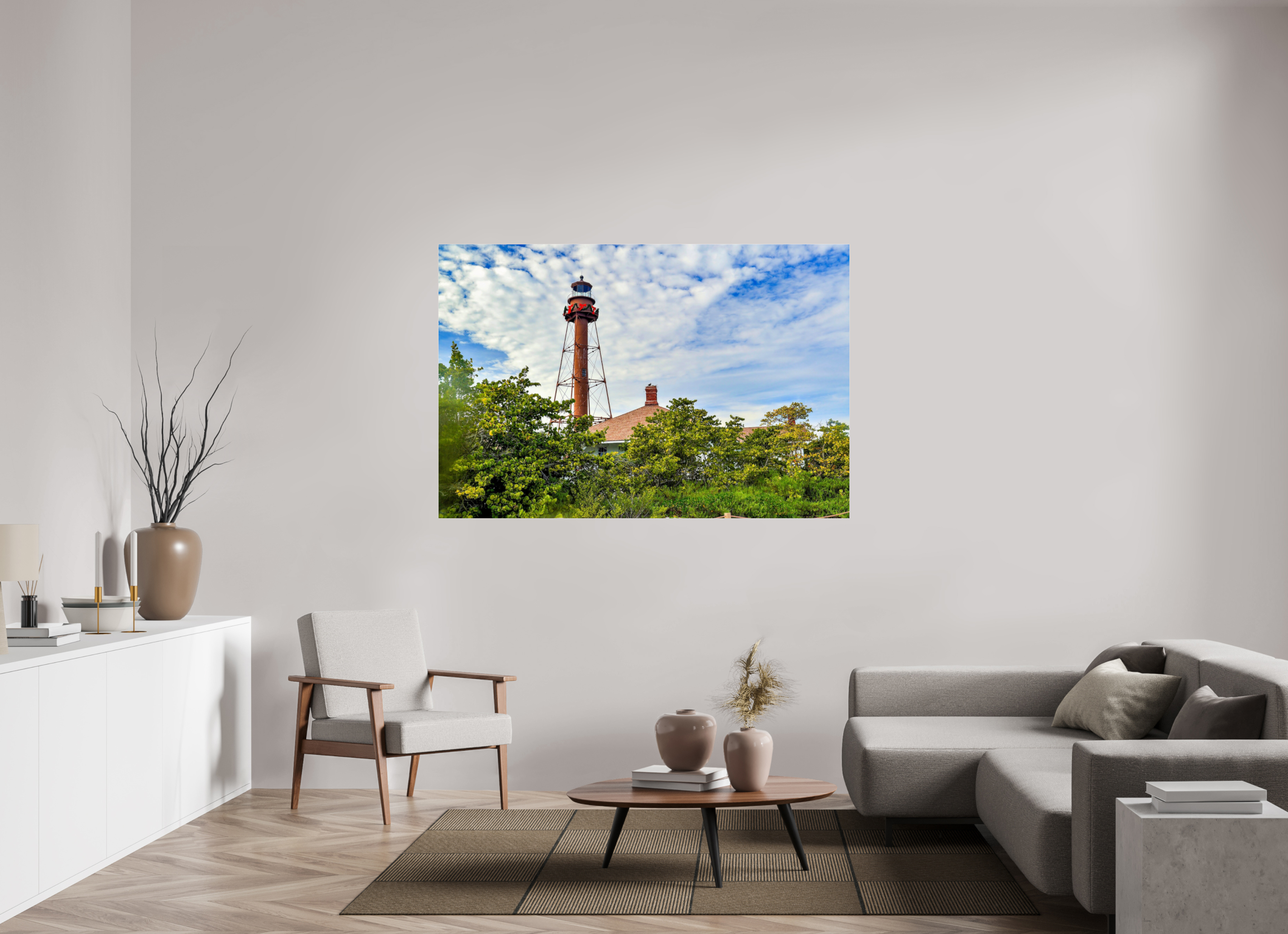 66 x 44″, Photo Print Under Acrylic Glass Sanibel Island Lighthouse – Holiday Edition