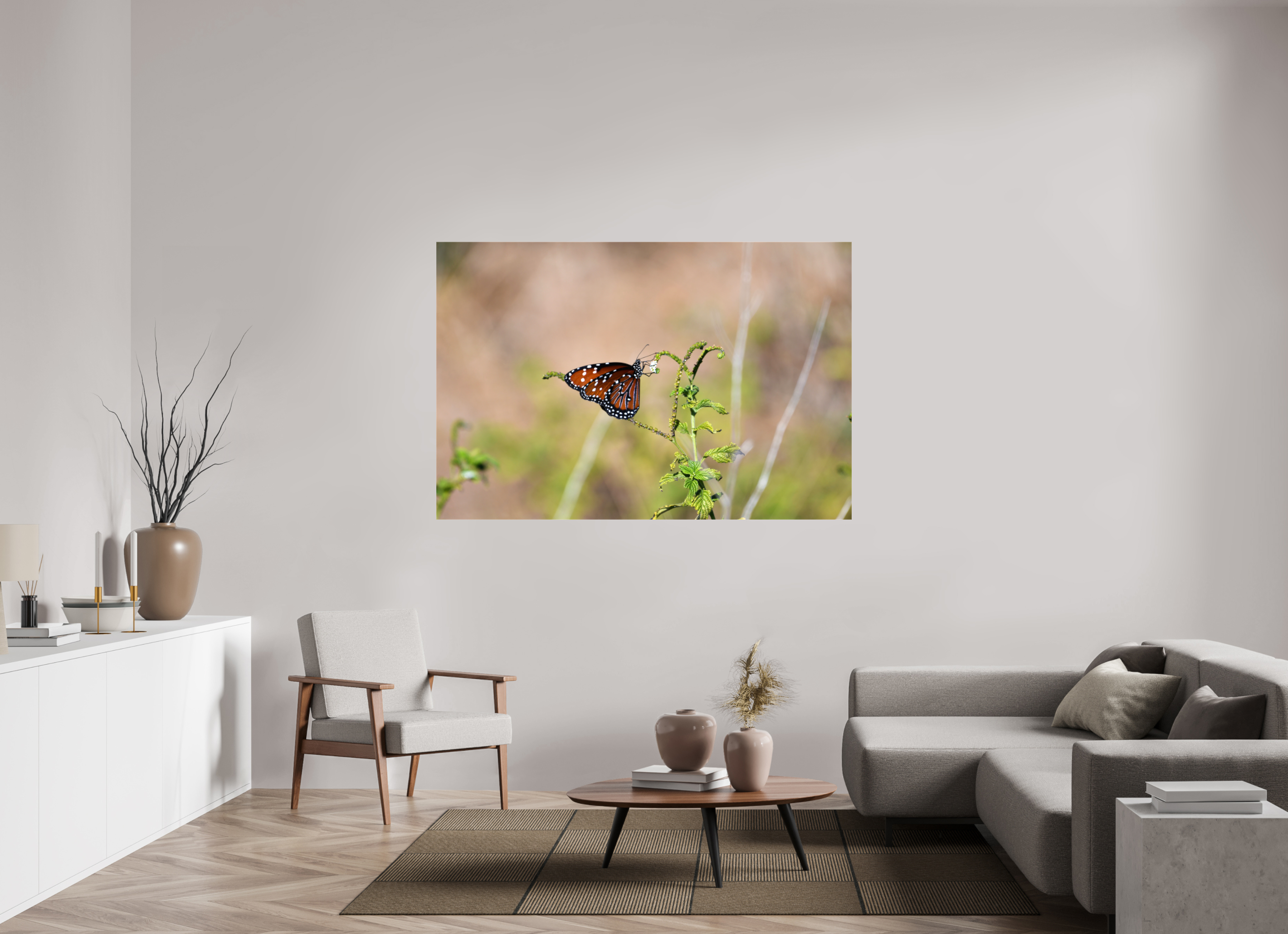 66 x 44″, Glossy Canvas on Stretcher Frame, 1,57" Wrapped Queen Butterfly
