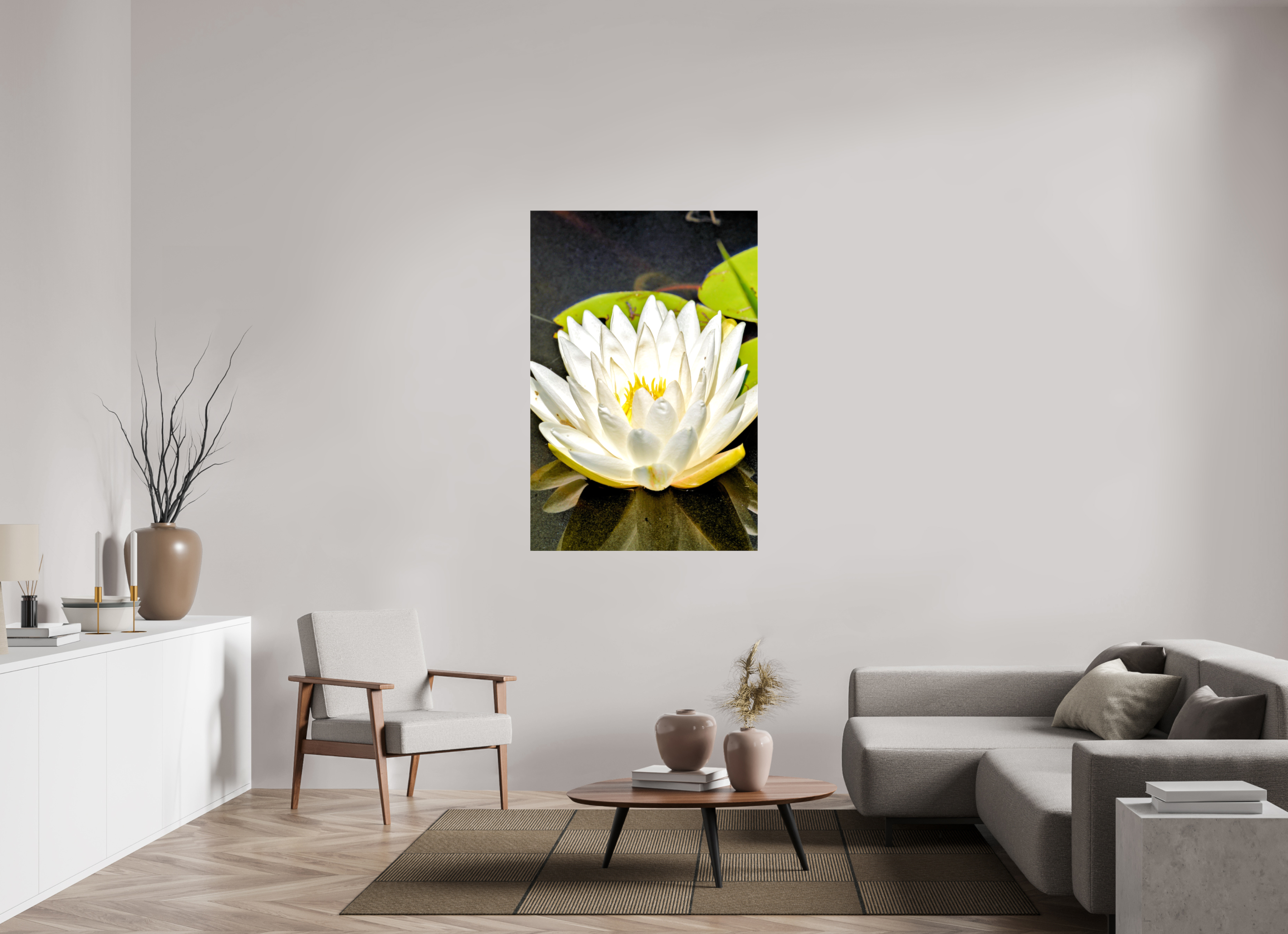 36 x 54″, Glossy Canvas on Stretcher Frame, 1,57" Wrapped The White Water Lily
