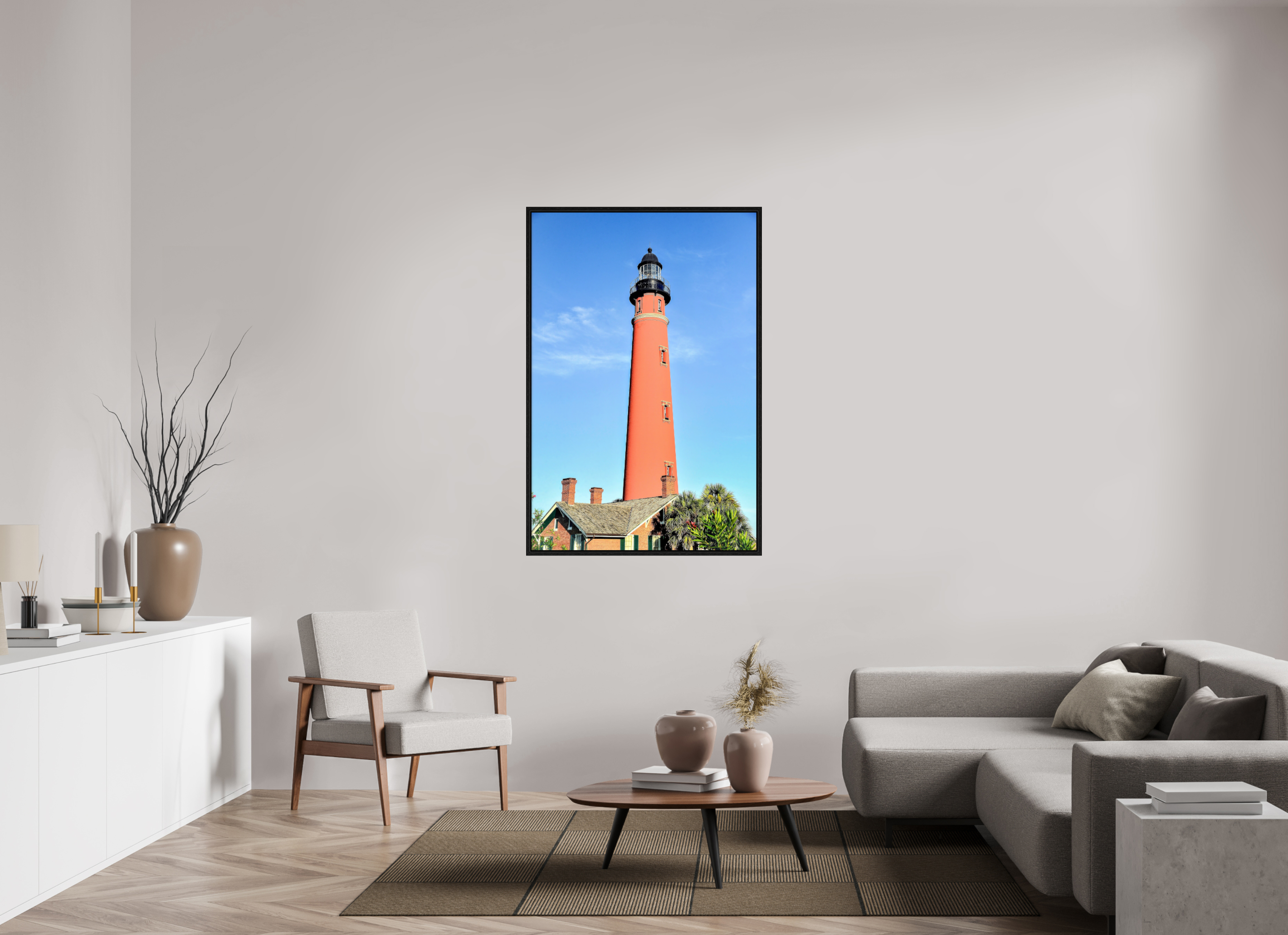36 x 54″, Floater Frame Historic Red Brick Ponce de Leon Lighthouse