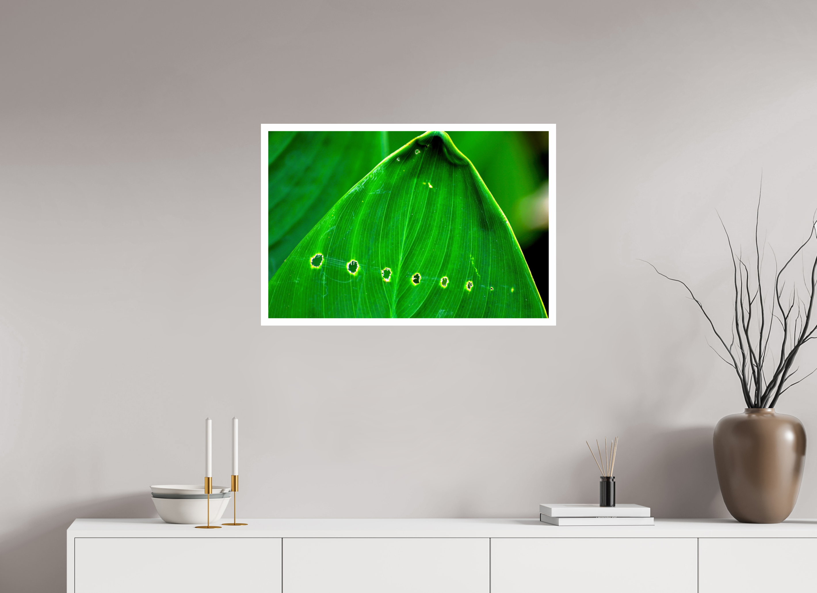 30 x 20″, Hahnemühle FineArt Pearl Print, .79" white border Linear Progression in Green