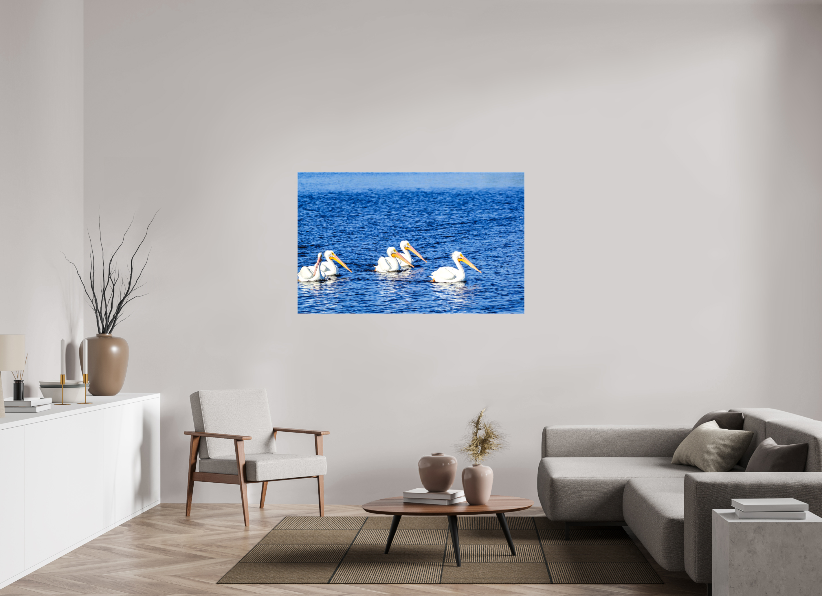 56.4 x 35″, Glossy Canvas on Stretcher Frame, 1,57" Wrapped Gliding in Unison