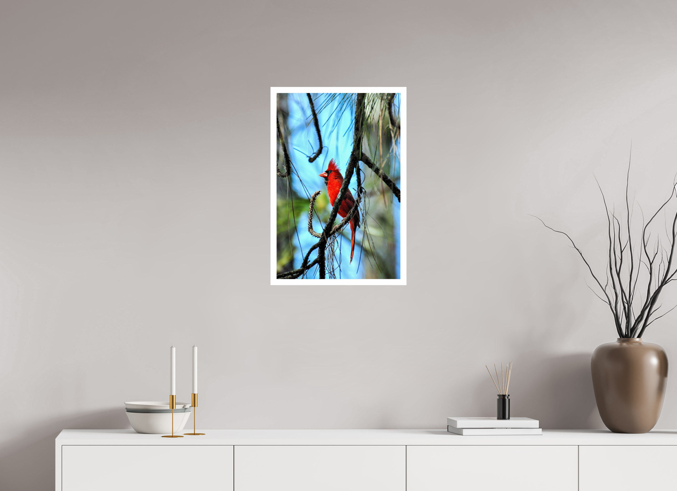 16 x 24″, Hahnemühle FineArt Pearl Print, .79" white border The Corkscrew Cardinal