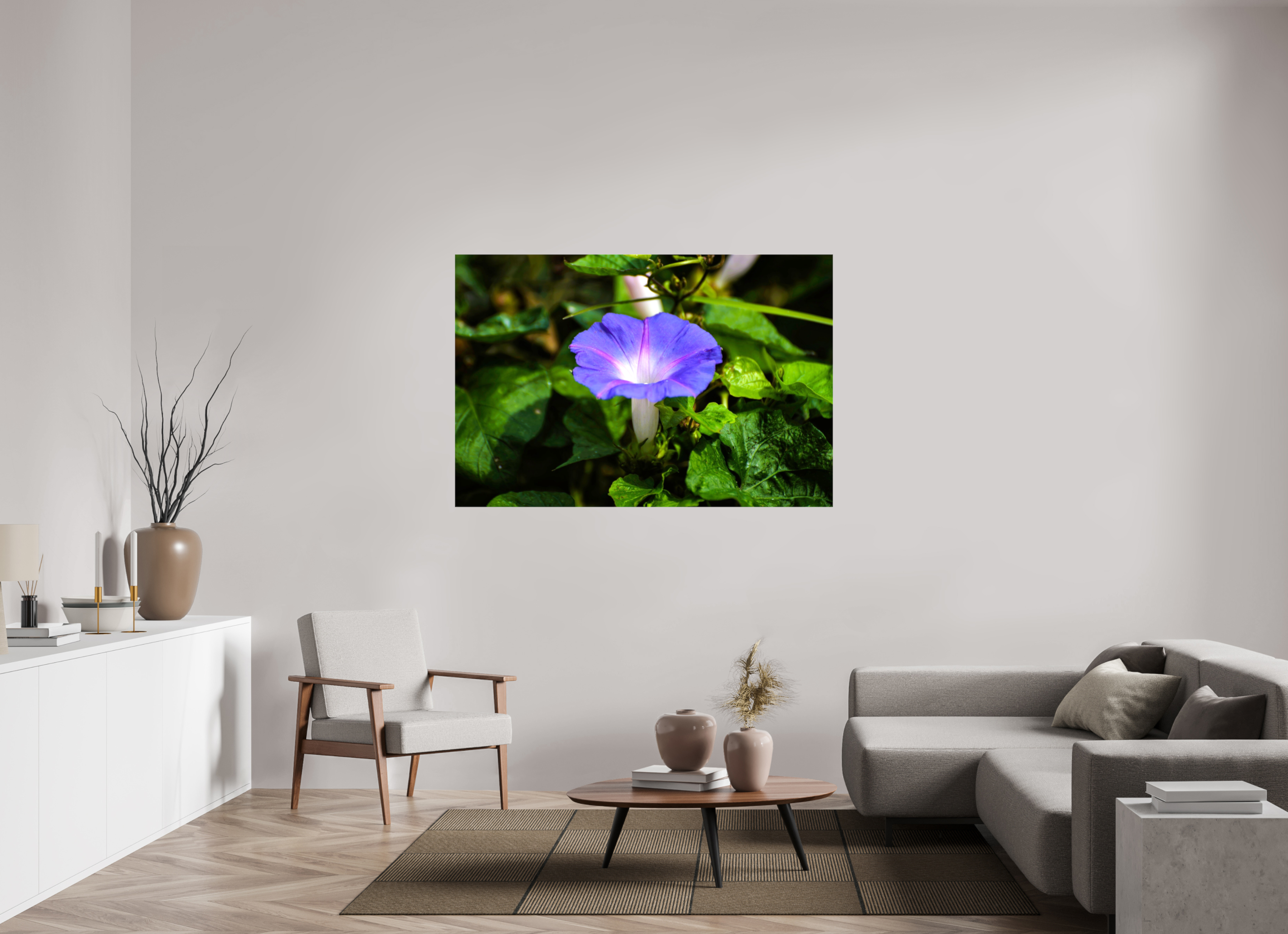 60 x 40″, Glossy Canvas on Stretcher Frame, 1,57" Wrapped Heavenly Blue Morning Glory