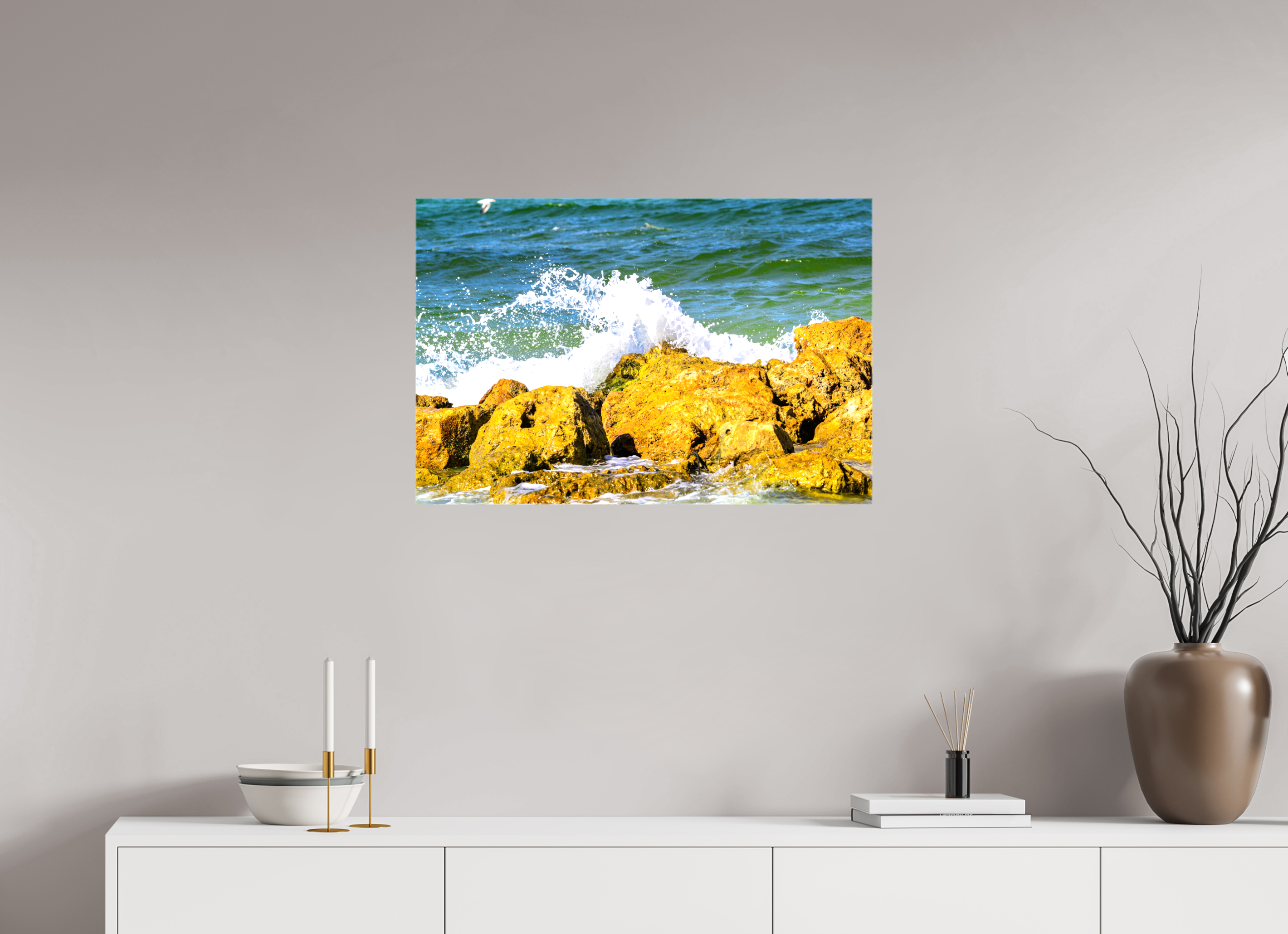 30 x 20″, Glossy Canvas on Stretcher Frame, 1,57" Wrapped Waves Breaking